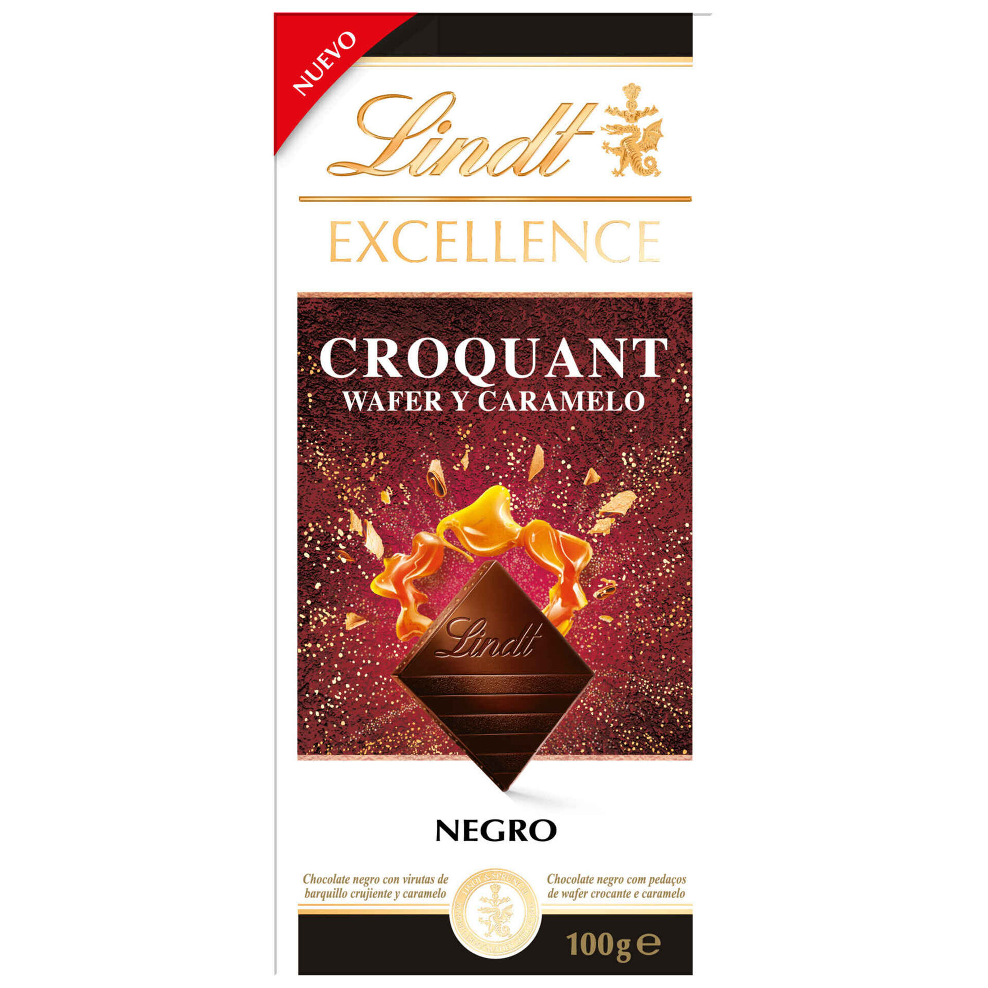 Tablete de Chocolate Negro Excellence Wafer Crocante e Caramelo