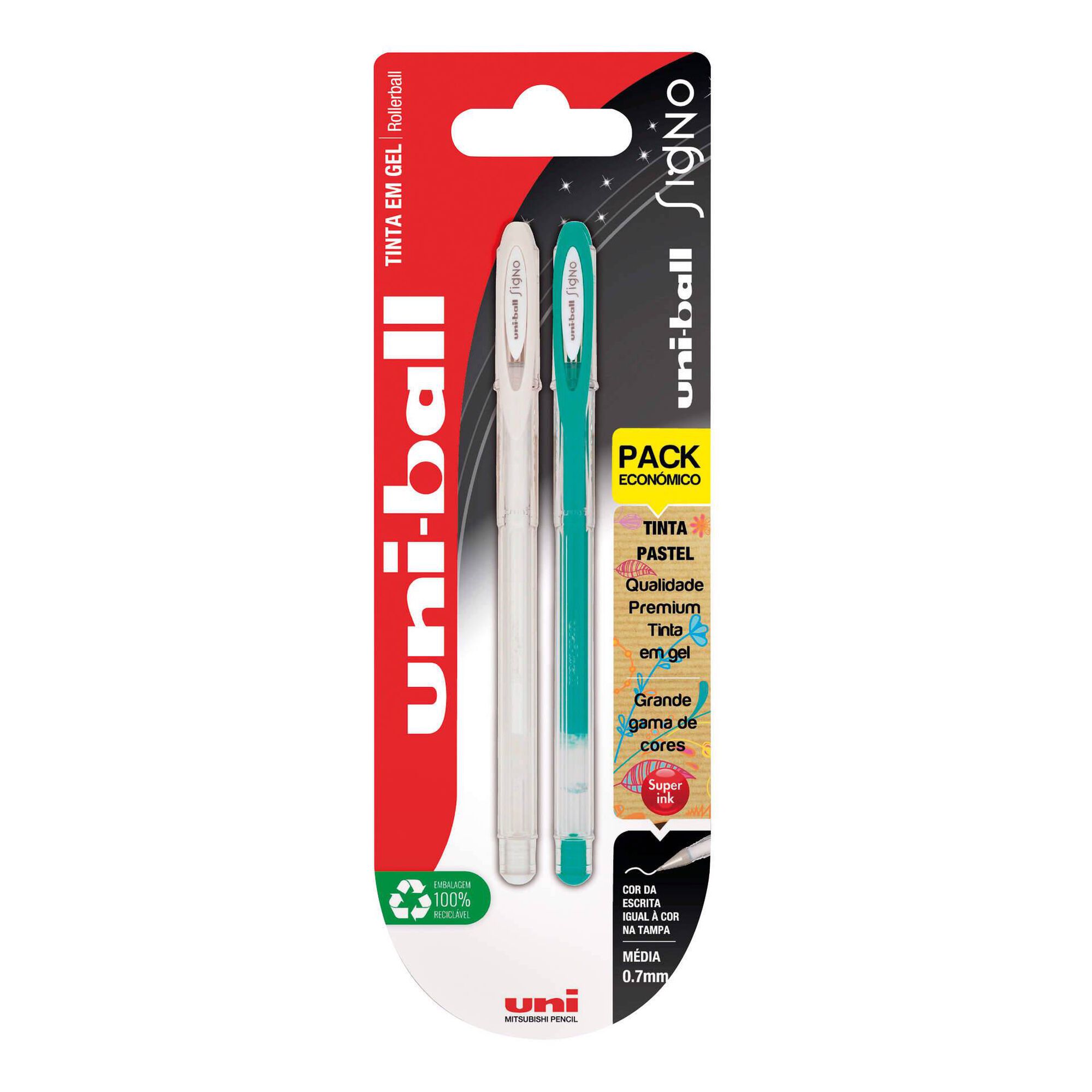 Roller de Tinta Gel Verde e Branca Roller de Tinta Gel Verde e Branca