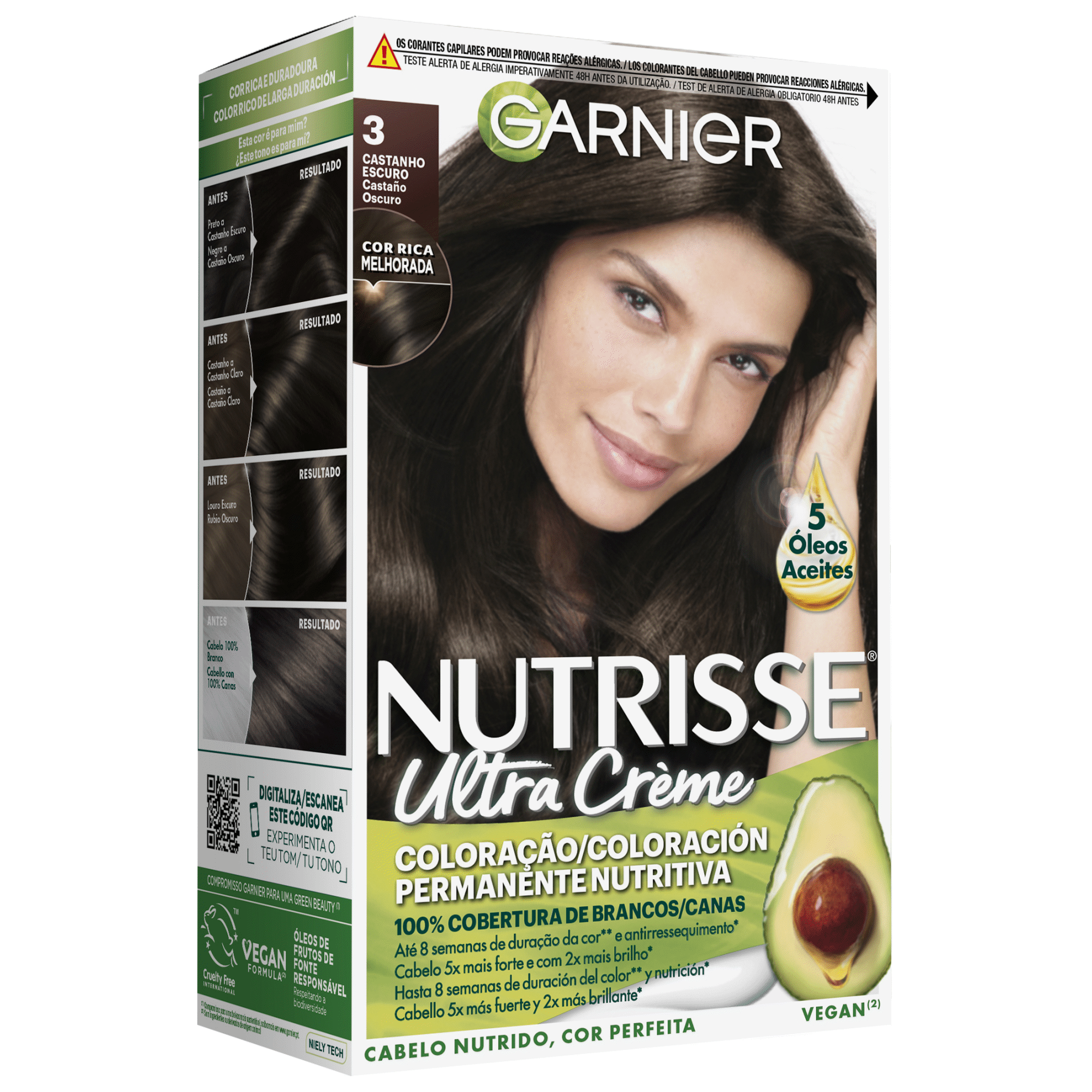 Colora&ccedil;&atilde;o Permanente Castanho Escuro 3 Garnier Nutrisse