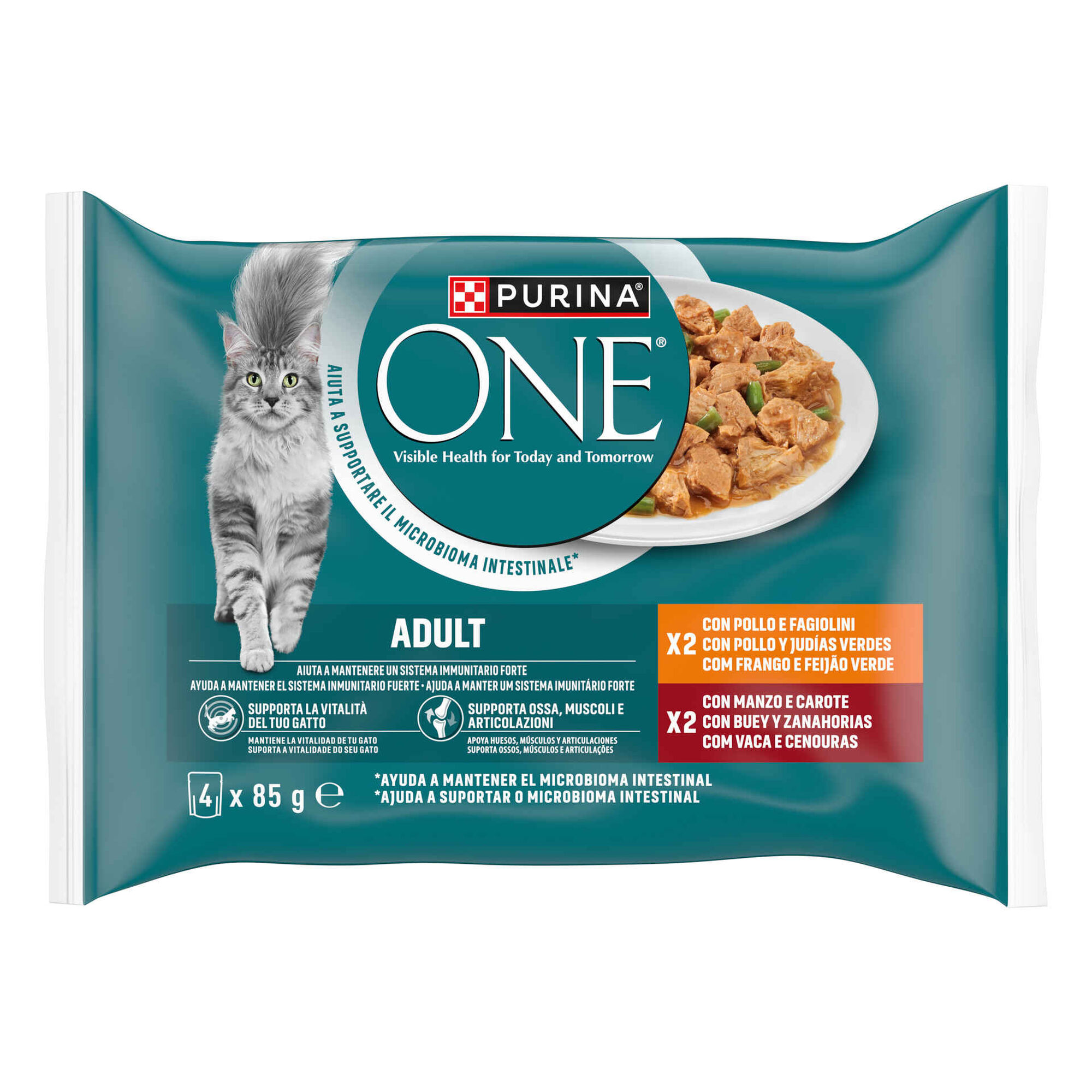 Comida H&uacute;mida para Gato Adulto Frango e Vaca Saquetas Purina One