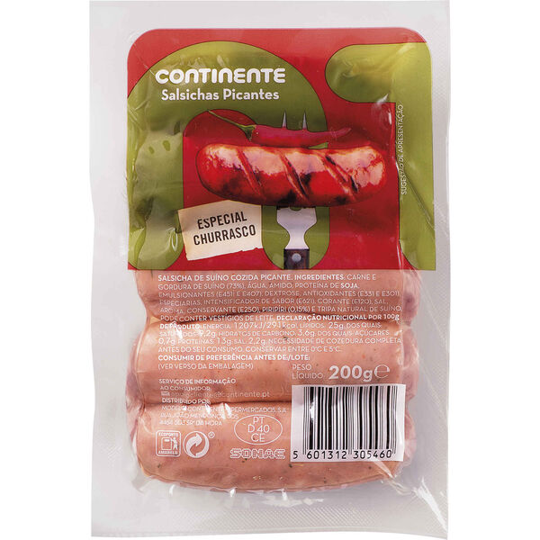 Salsichas de Churrasco Picante Continente