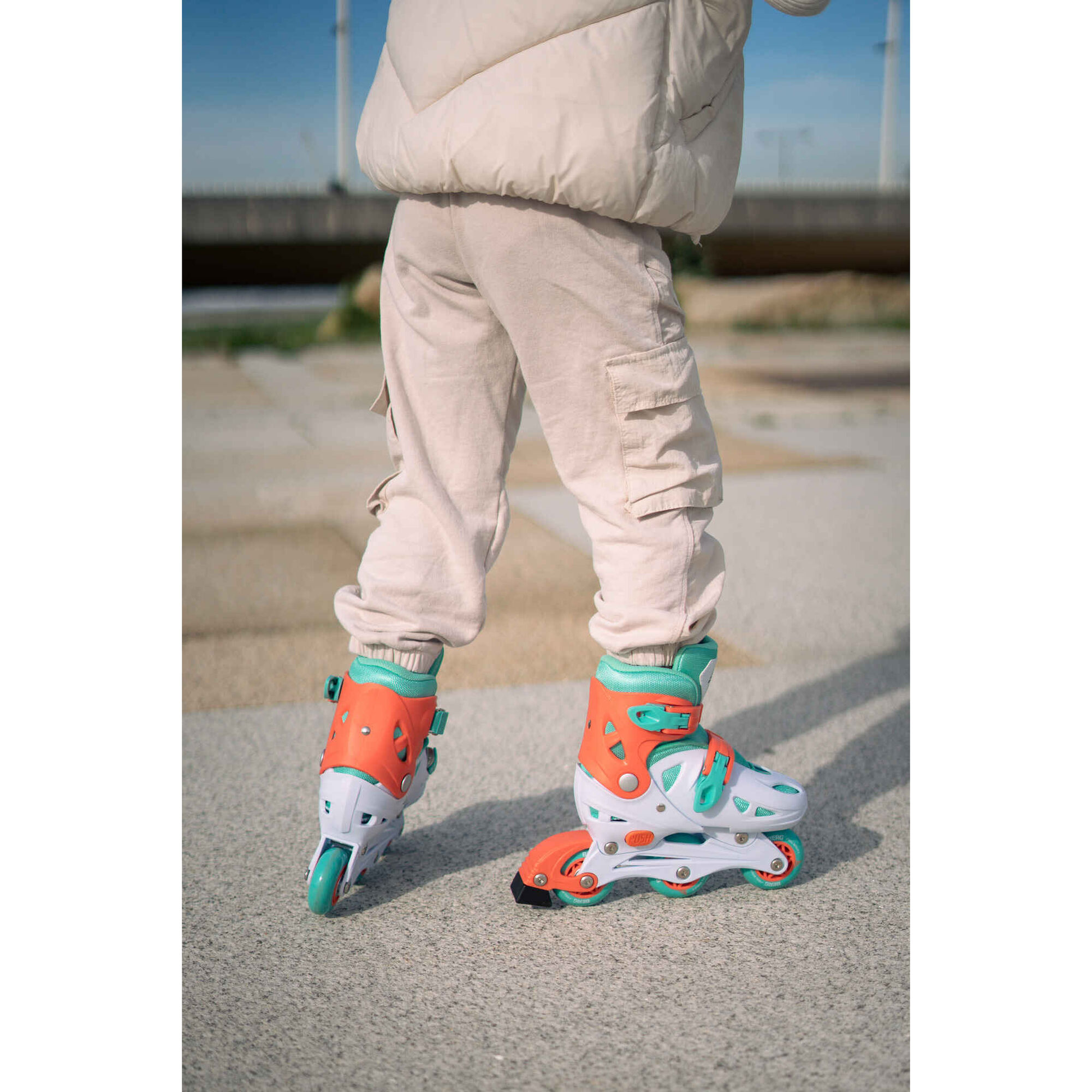 Patins de Crian&ccedil;a 3 em 1 Laranja e Verde Berg