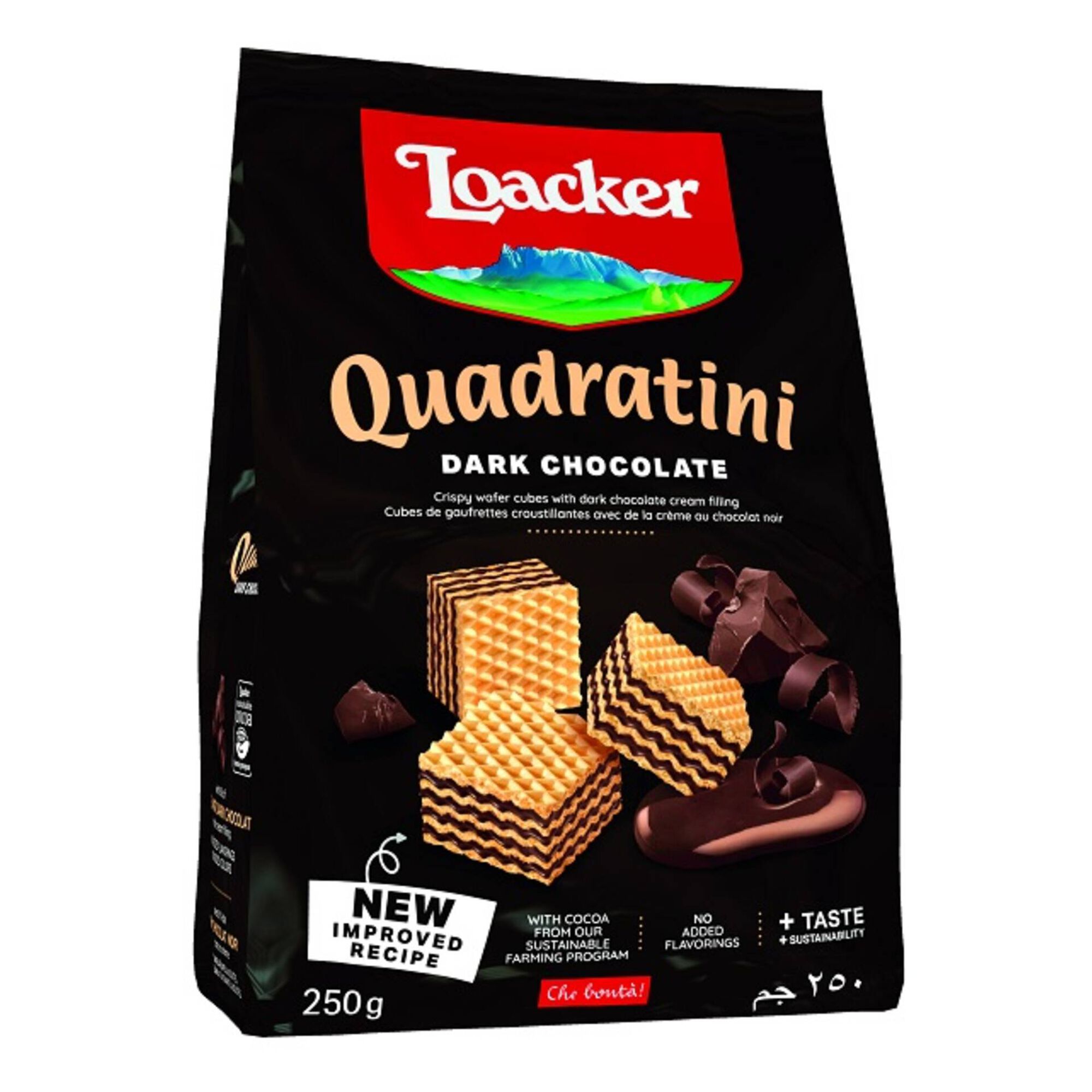 Bolachas Wafers Quadratini com Recheio de Chocolate Negro