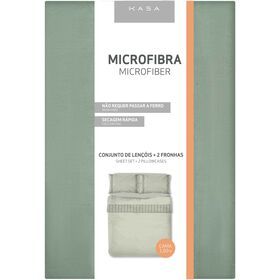 Conjunto de Len&ccedil;&oacute;is 280x260cm Microfibra Verde Musgo Jardim Secreto Kasa