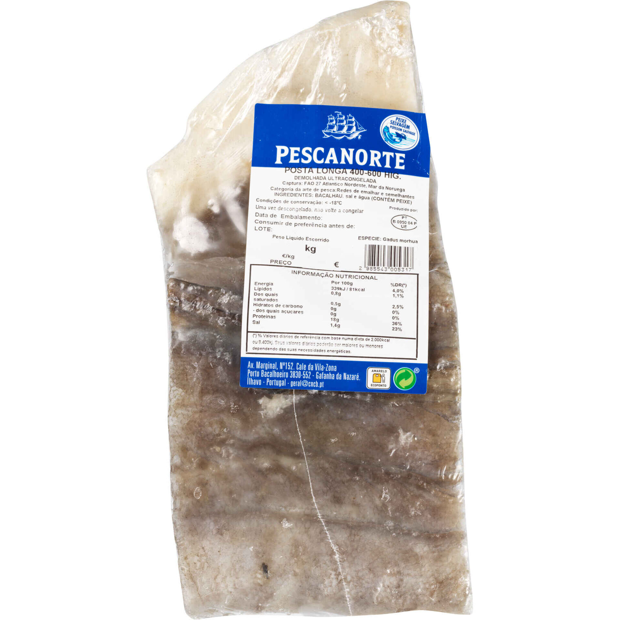 Posta Longa de Bacalhau Ultracongelado Pescanorte