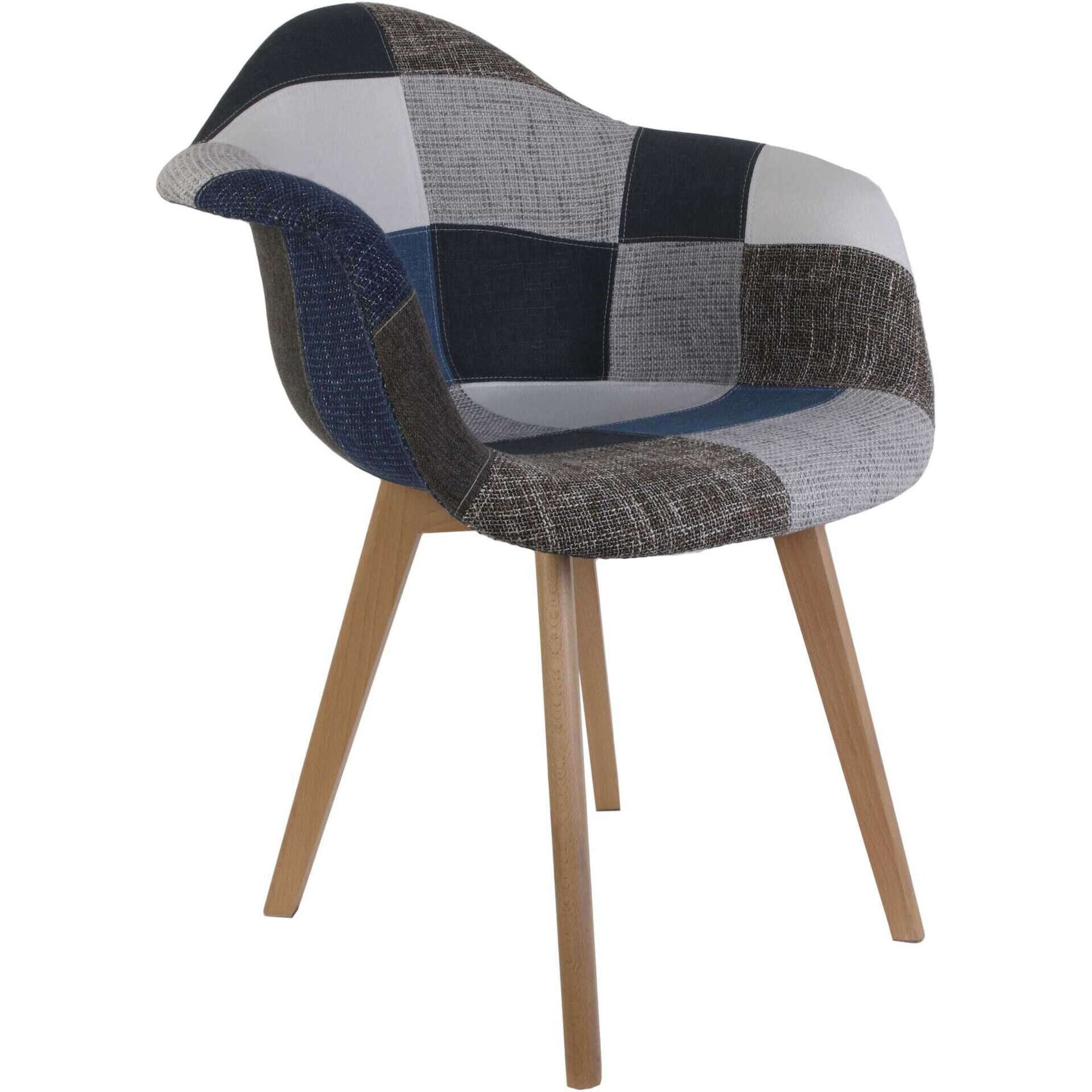 Conjunto de 2 Poltronas Estofadas Patchwork Azul