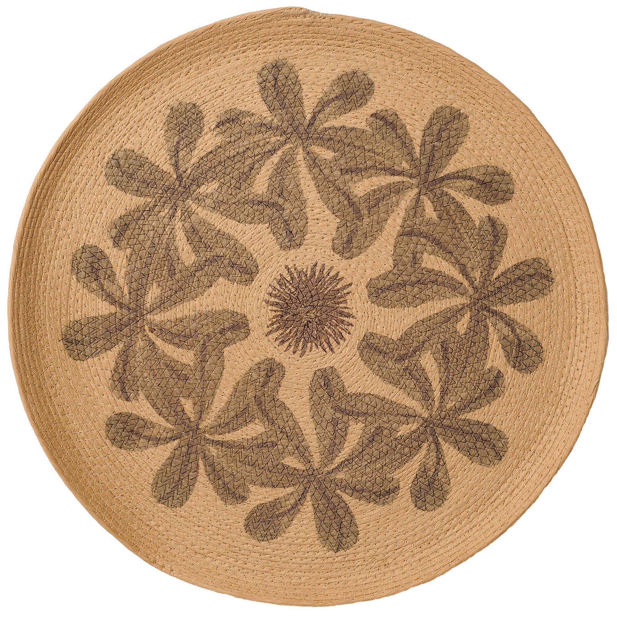 Quadro Decorativo Parede Redondo Flores Pretas