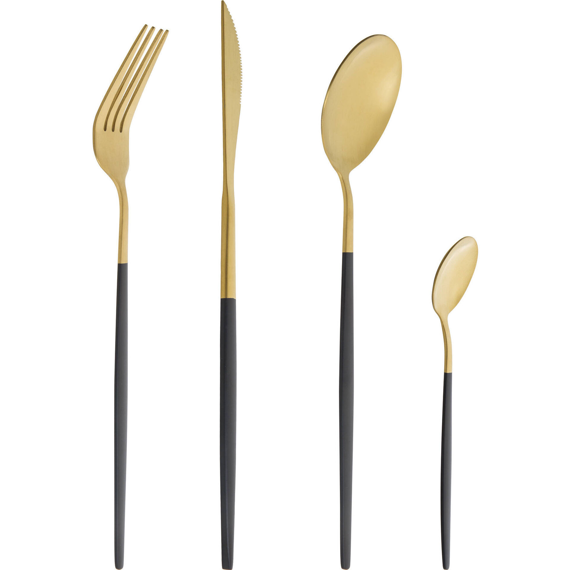 Faqueiro Dourado com Cabo Preto 6 Pessoas