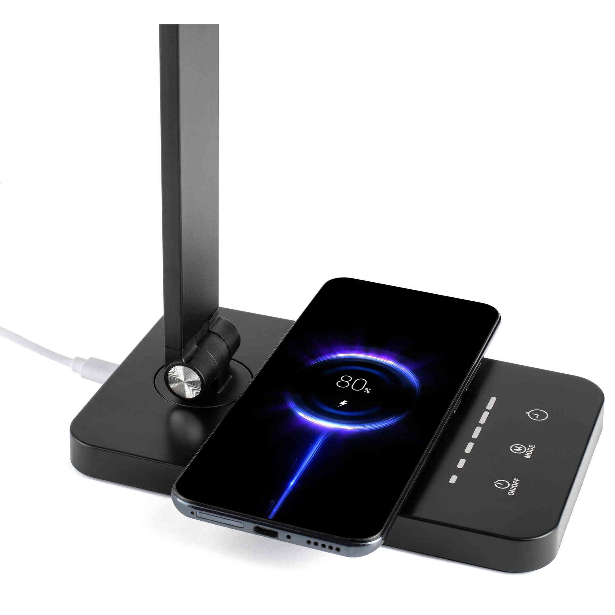 Candeeiro Dobrável com Carregamento Wireless Preto Candeeiro Dobrável com Carregamento Wireless Preto