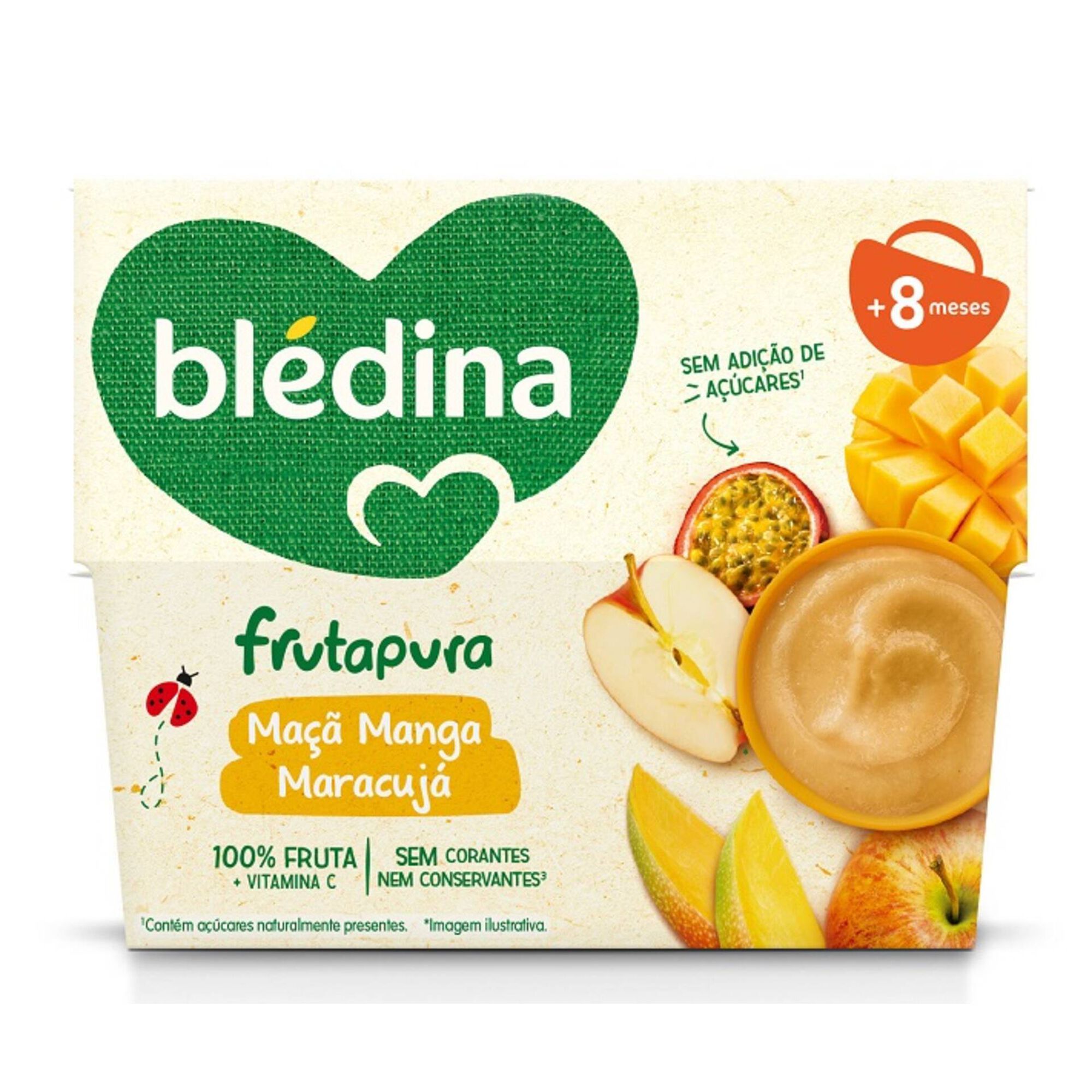 Puré de Fruta Maçã, Manga e Maracujá +8M
