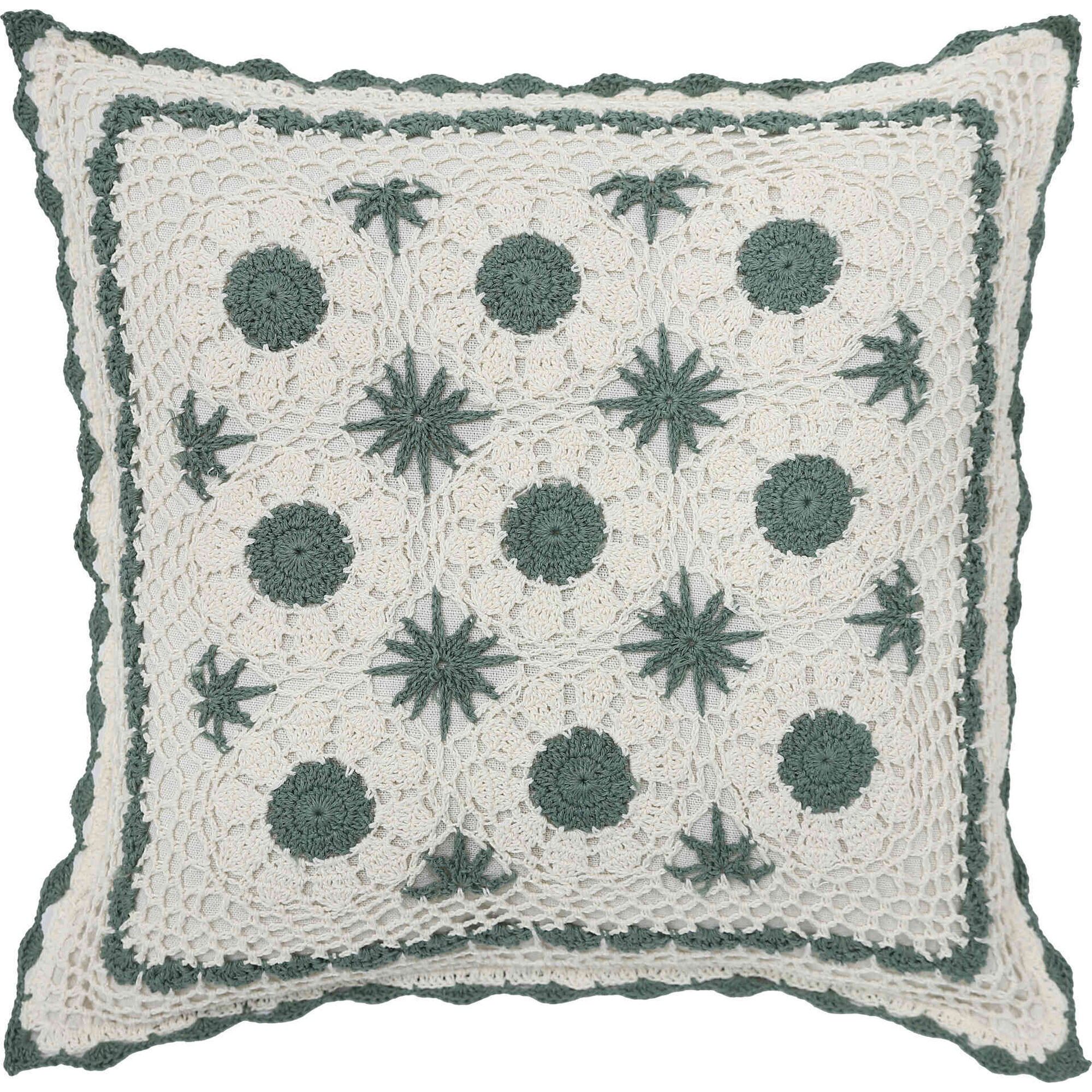 Almofada 45x45cm Croch&ecirc; Flores Kasa