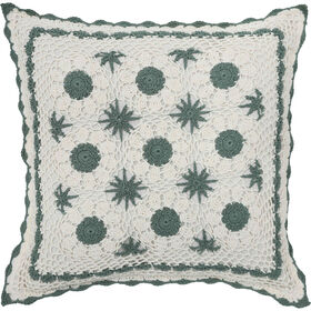 Almofada 45x45cm Croch&ecirc; Flores Kasa