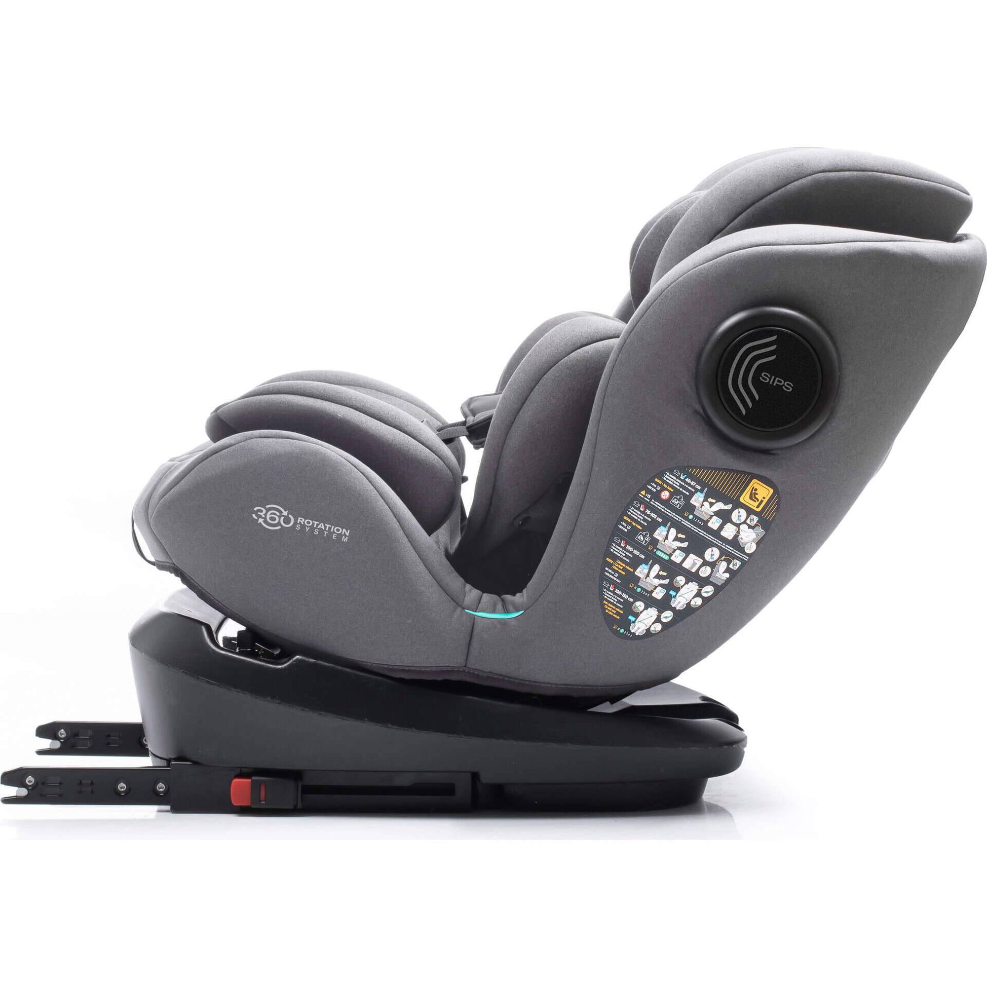 Cadeira Auto I-Size 40-150cm Isofix Rotativa Torna Fix Cinza