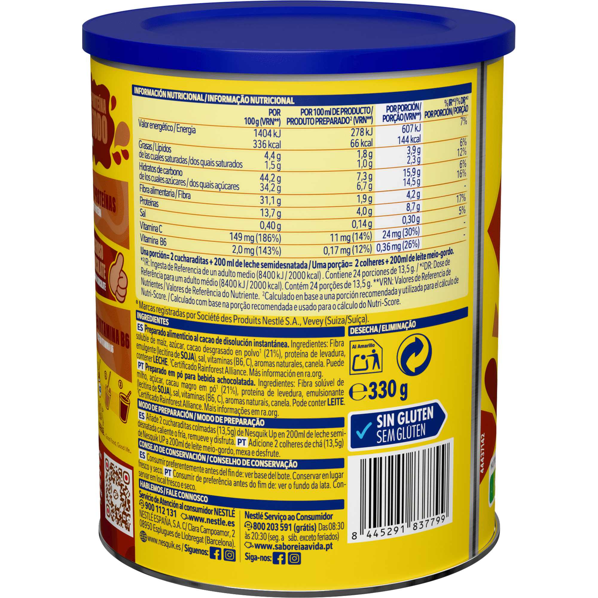 Bebida de Chocolate Sol&uacute;vel Prote&iacute;na -50% A&ccedil;&uacute;car sem Gl&uacute;ten Nesquik