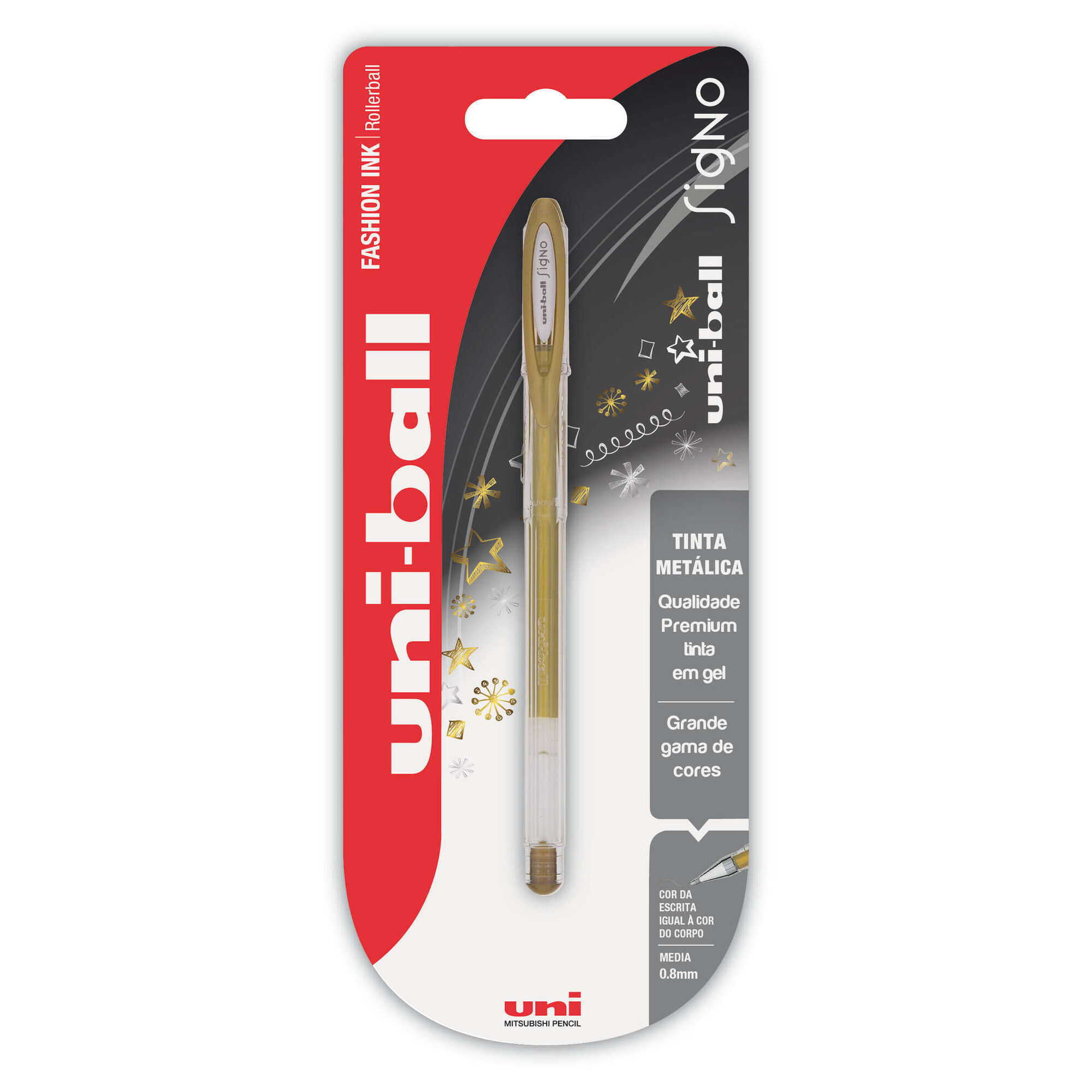 Roller Signo de Tinta Gel Dourada