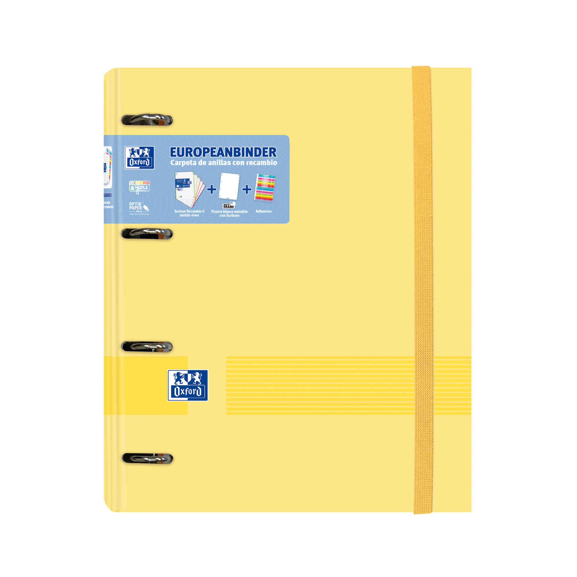 Pasta de Arquivo A4 Lombada Estreita com Recarga e Autocolantes Oxford & You (várias cores)