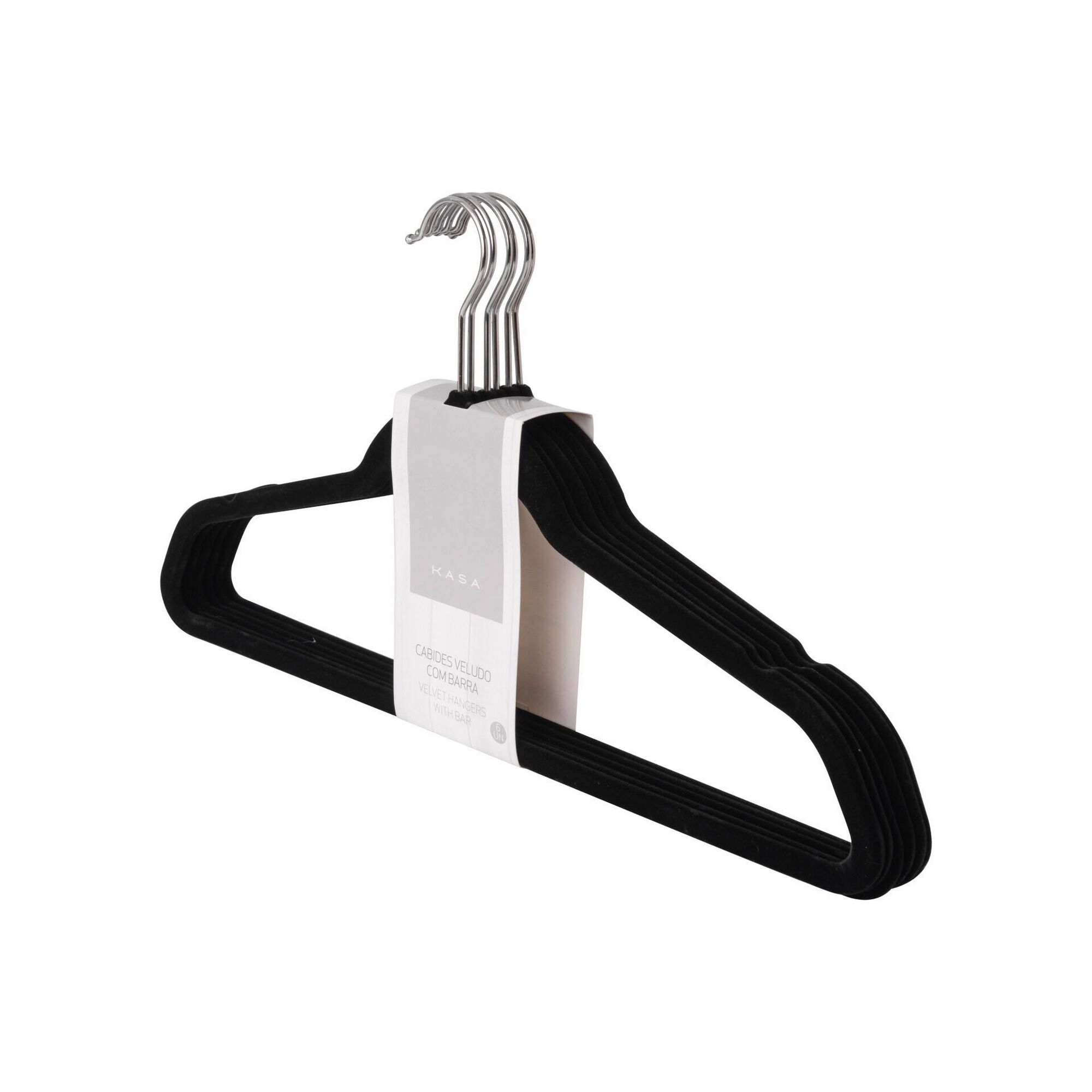 Cabides Veludo com Barra Pretos Kasa