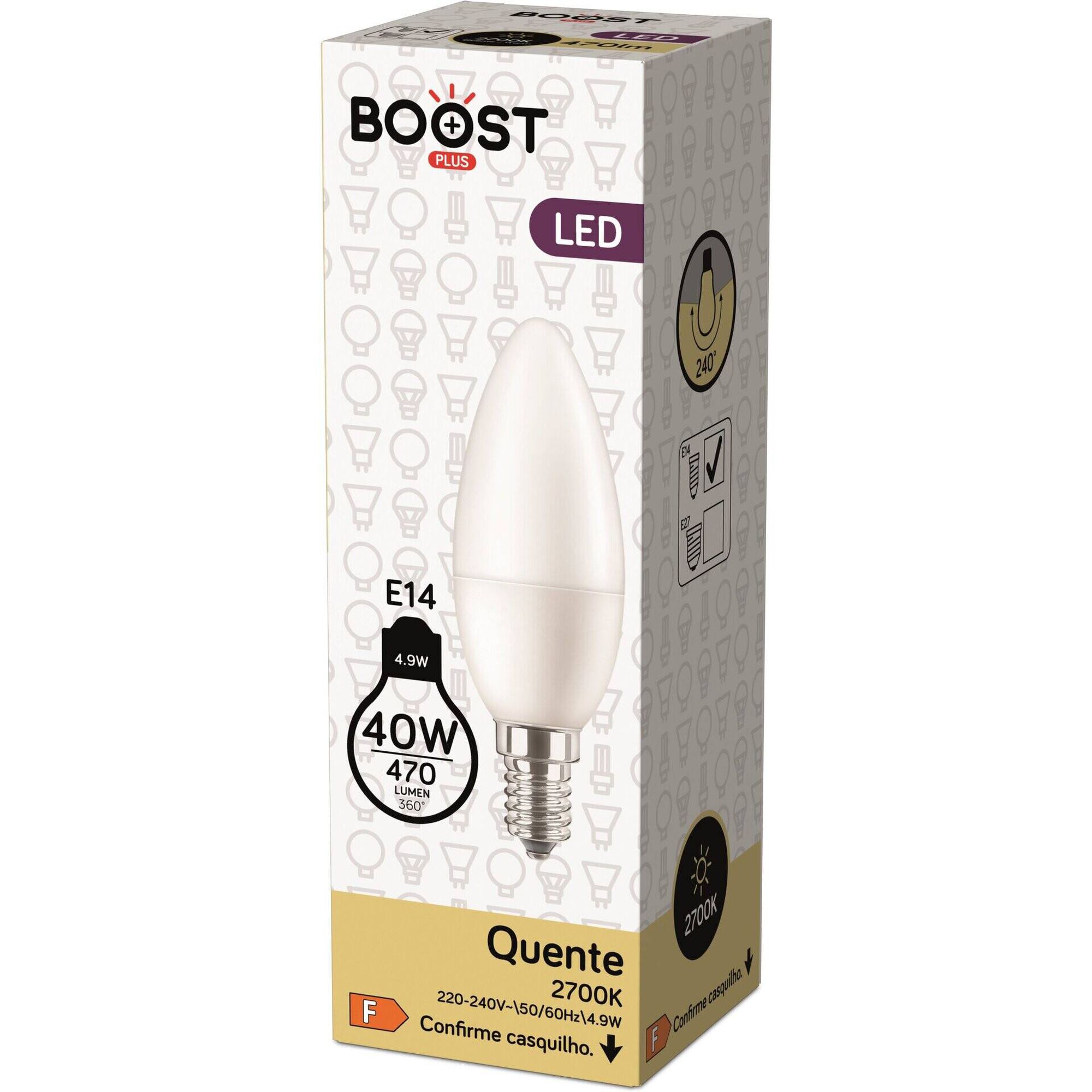 L&acirc;mpada LED Chama Basic E14 2700K 40W Boost