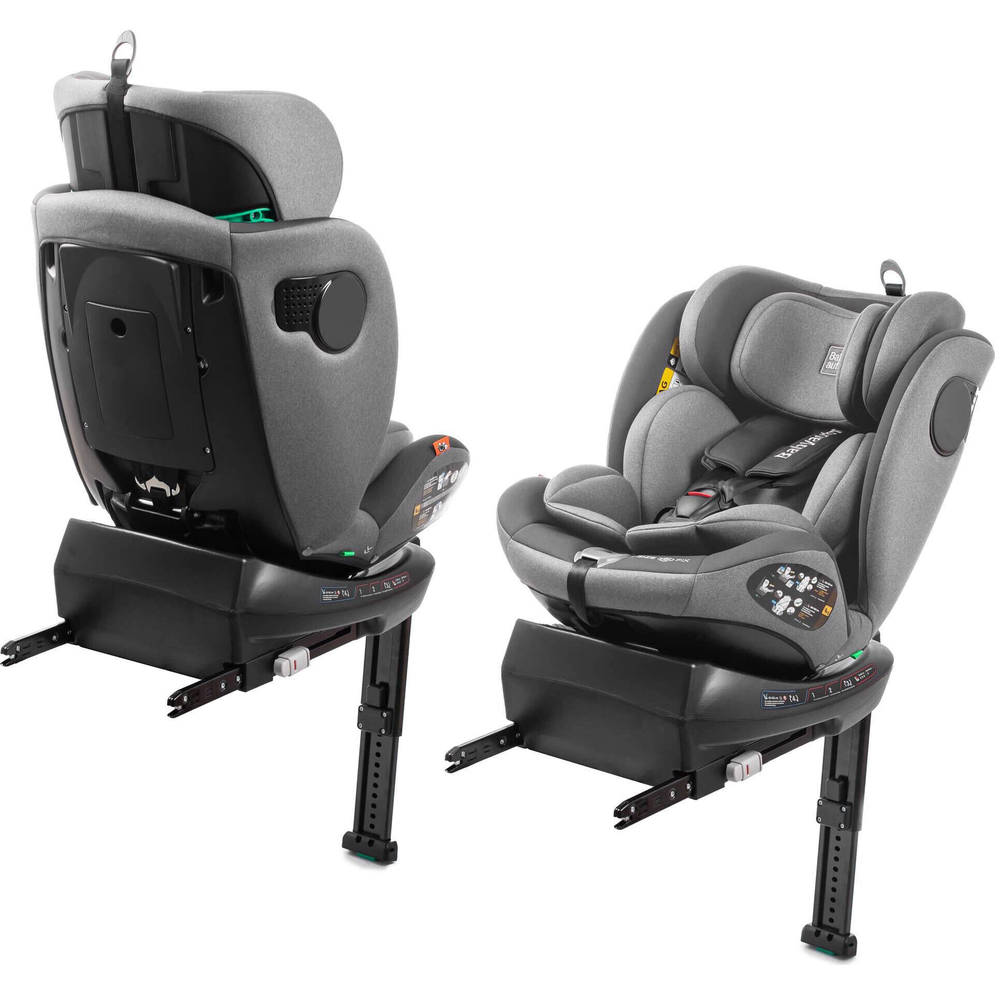Cadeira Auto I-Size 40-150cm Isofix Rotativa com Pata Cinza