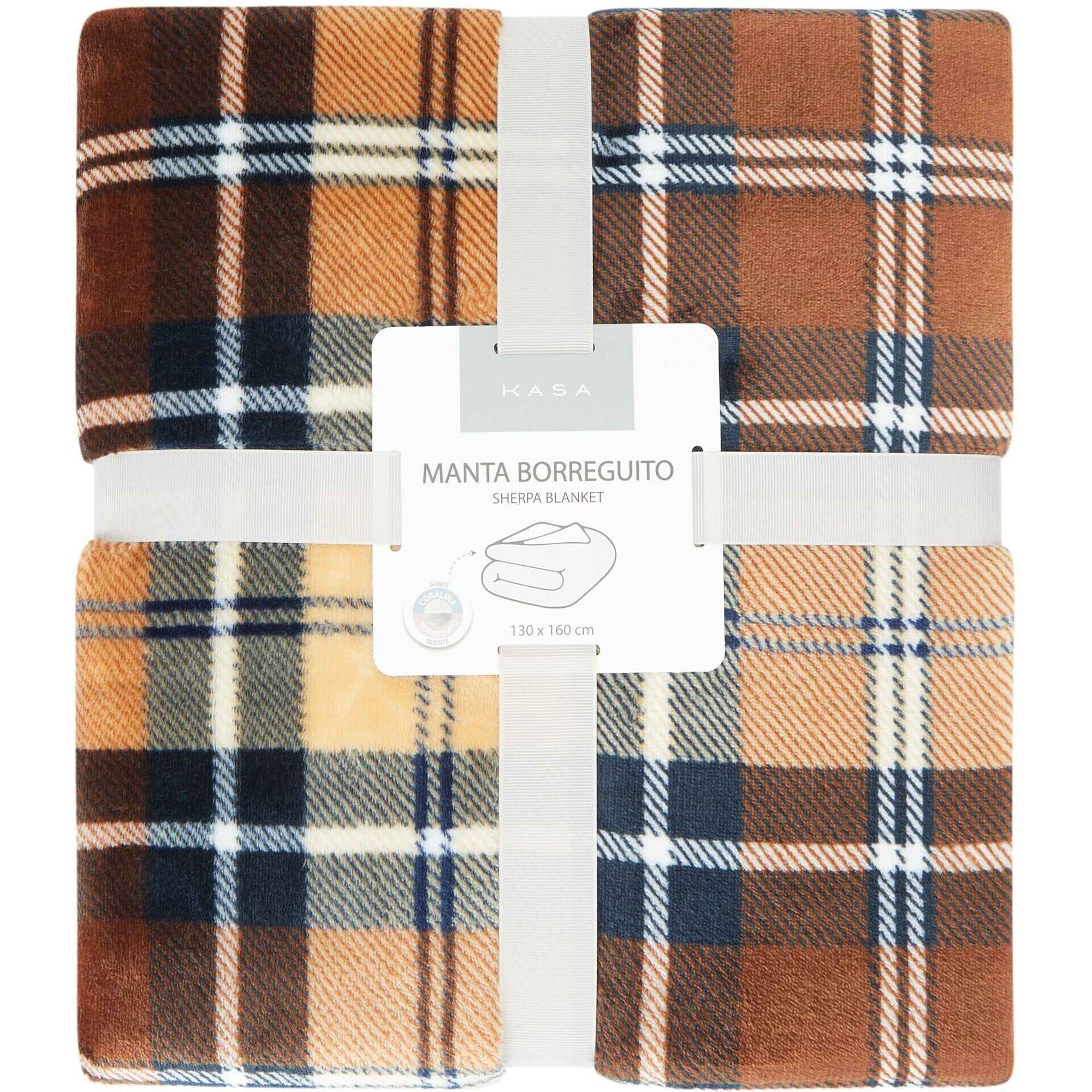 Manta Borreguito 130x160cm Xadrez Bege