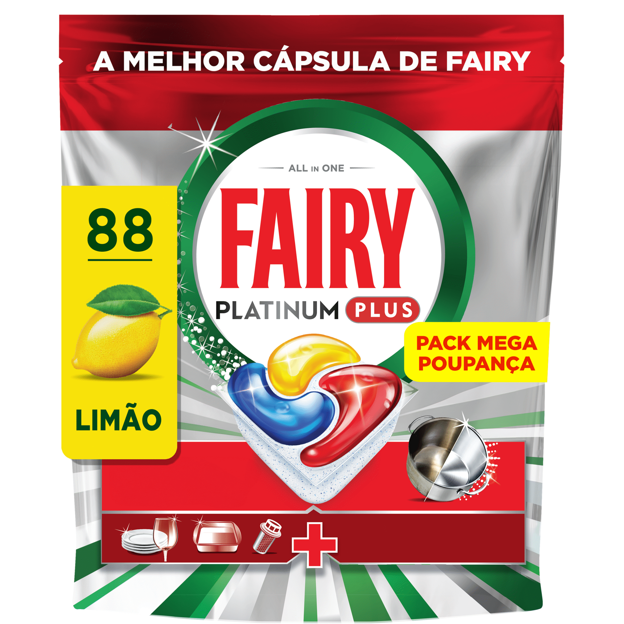 Detergente M&aacute;quina Loi&ccedil;a Pastilhas Platinum Plus Fairy