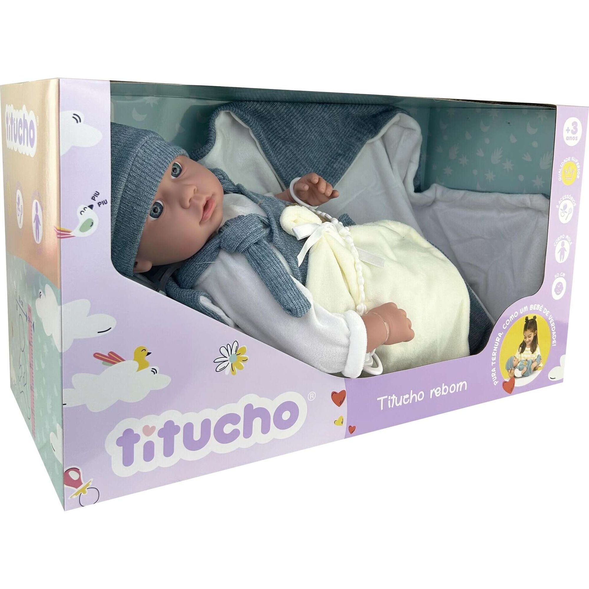 Zoko Titucho - Beb&eacute; Reborn 50cm com Acess&oacute;rios Azuis