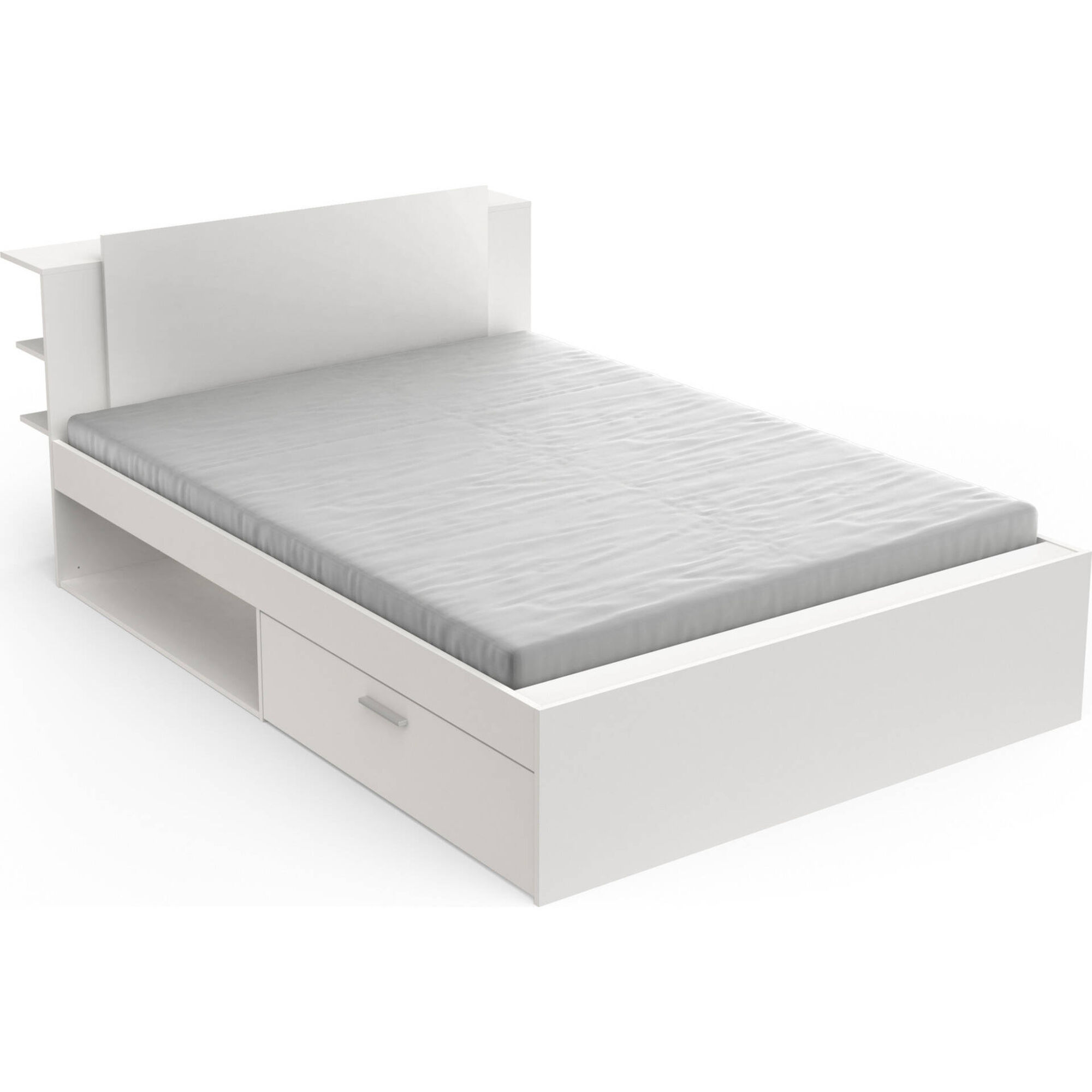 Cama Casal com 2 Gavetas 145x227x88cm Branca Life