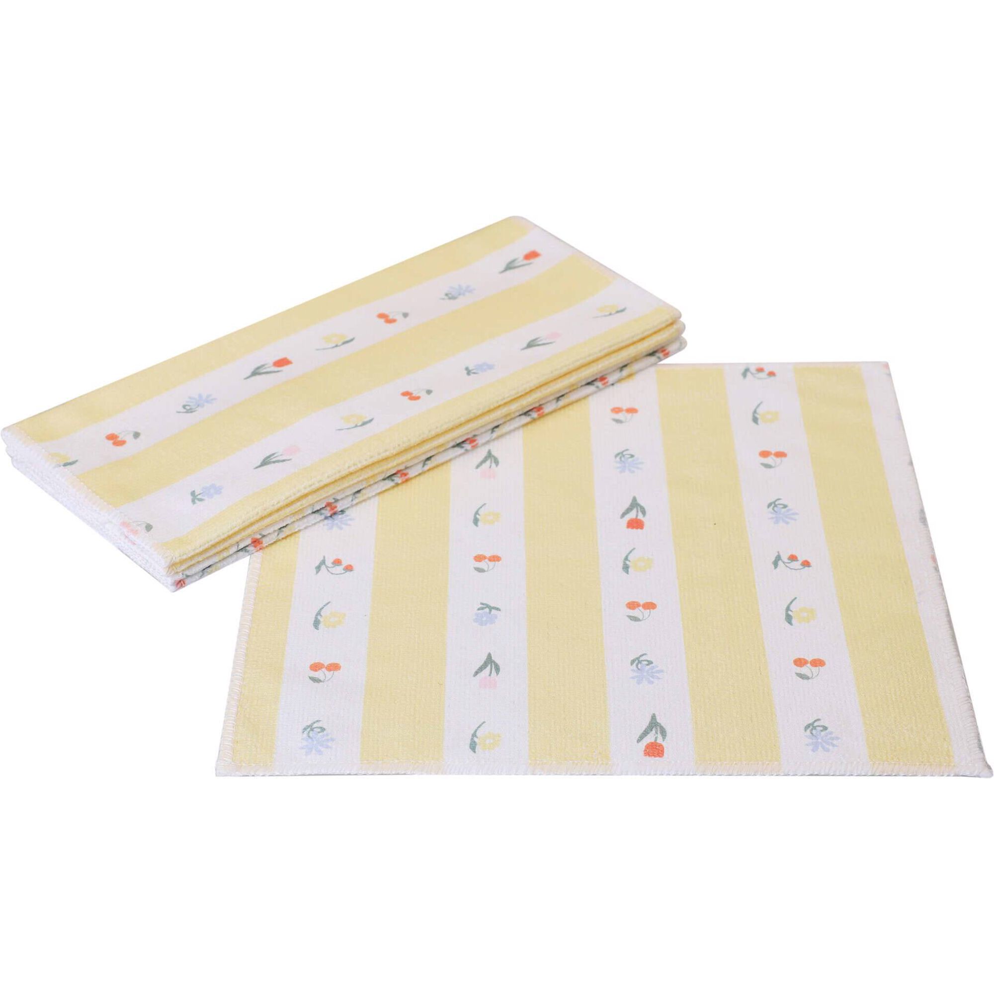 Conjunto 3 Panos de Cozinha 30x30cm Flores Kasa (v&aacute;rios modelos)