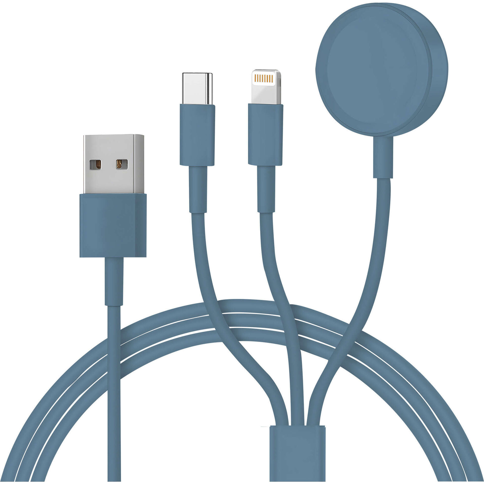 Cabo de Carregamento 3 em 1 Fusion Azul Bazar&atilde;o