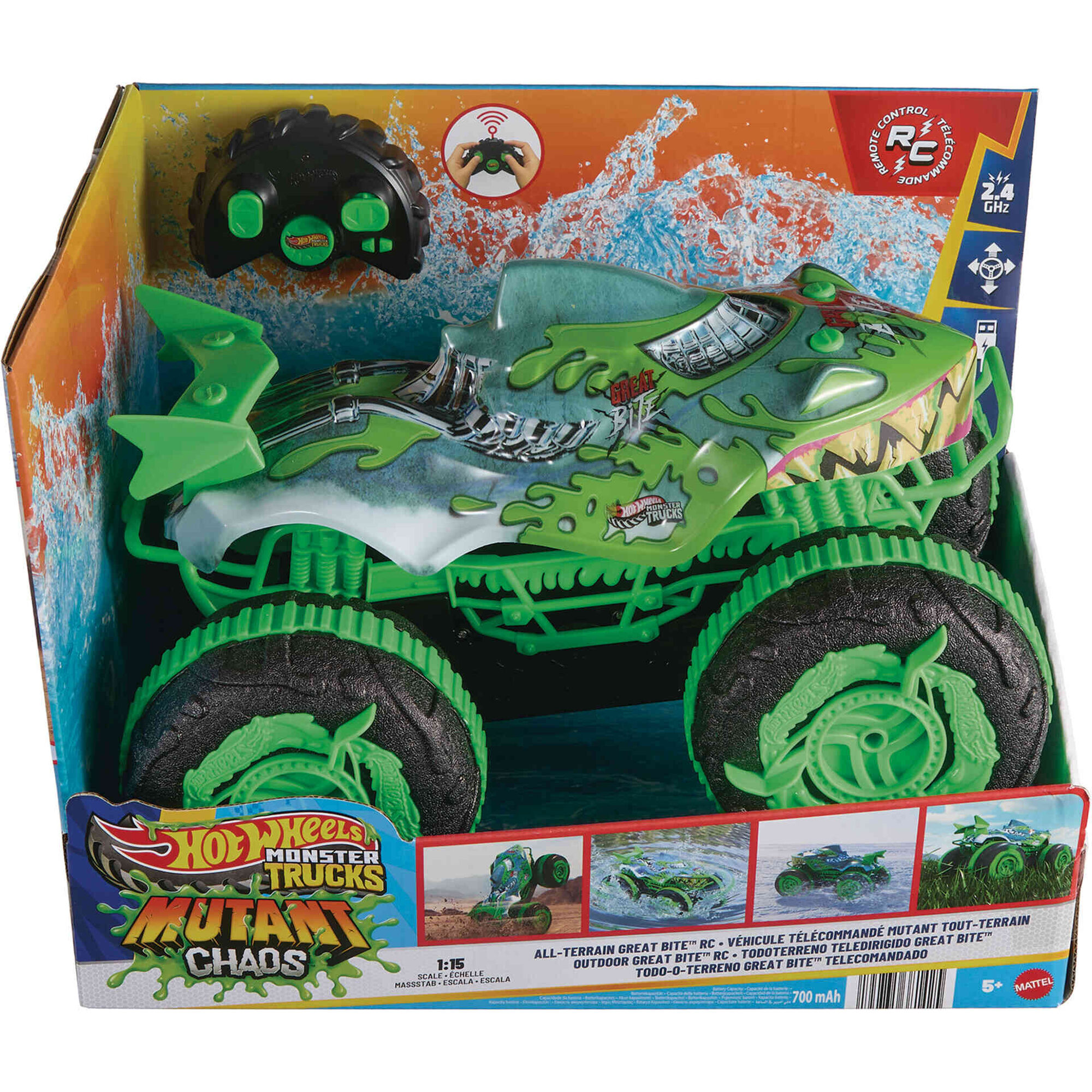 Hot Wheels - Cami&atilde;o Telecomandado Monster Great Bite 1:15