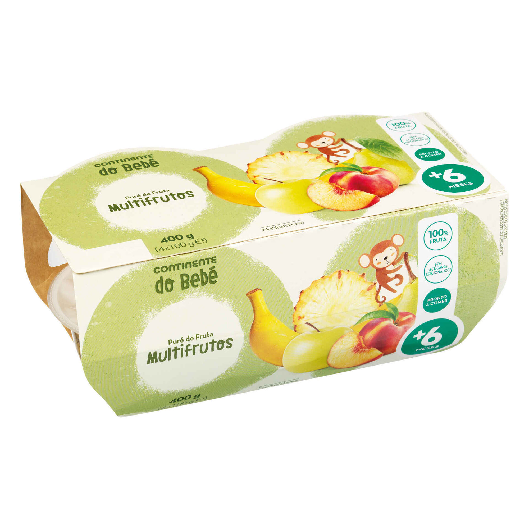 Puré de Fruta Multifrutas +6 Meses emb. 4 x 100 gr Continente do Bebé Continente Puré de Fruta Multifrutas +6 Meses emb. 4 x 100 gr Continente do Bebé Continente