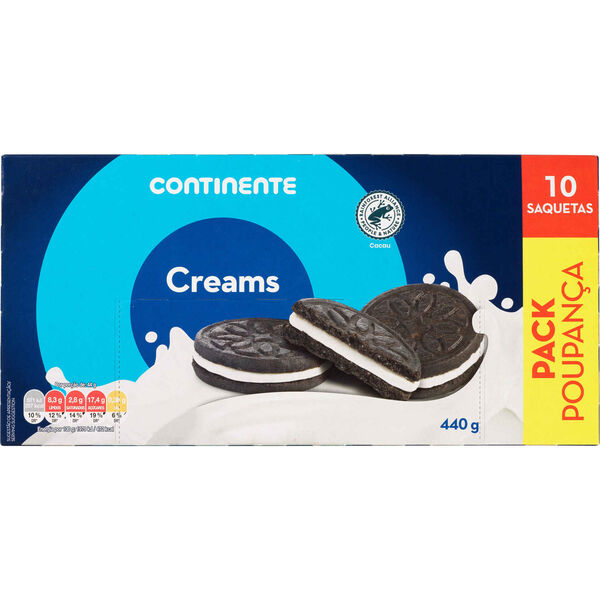 Bolachas de Chocolate Recheadas com Creme de Baunilha Pack Poupança Continente
