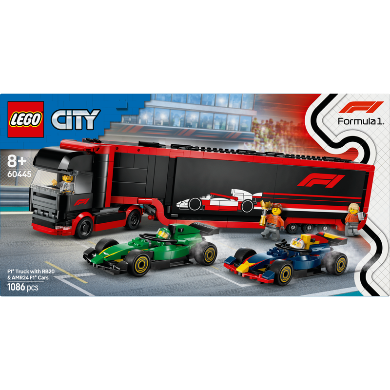 LEGO City - Camião de F1 com Carros de F1 RB20 e AMR24 - 60445