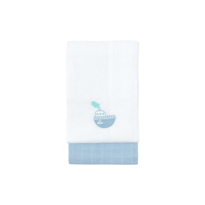 Pack 2 Fraldas Lisa e Bordado Azul Happy Bear