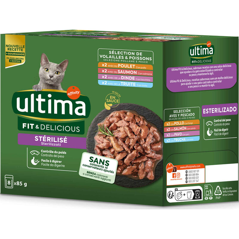 Comida Húmida para Gato Esterilizado Frango e Vaca Affinity Ultima