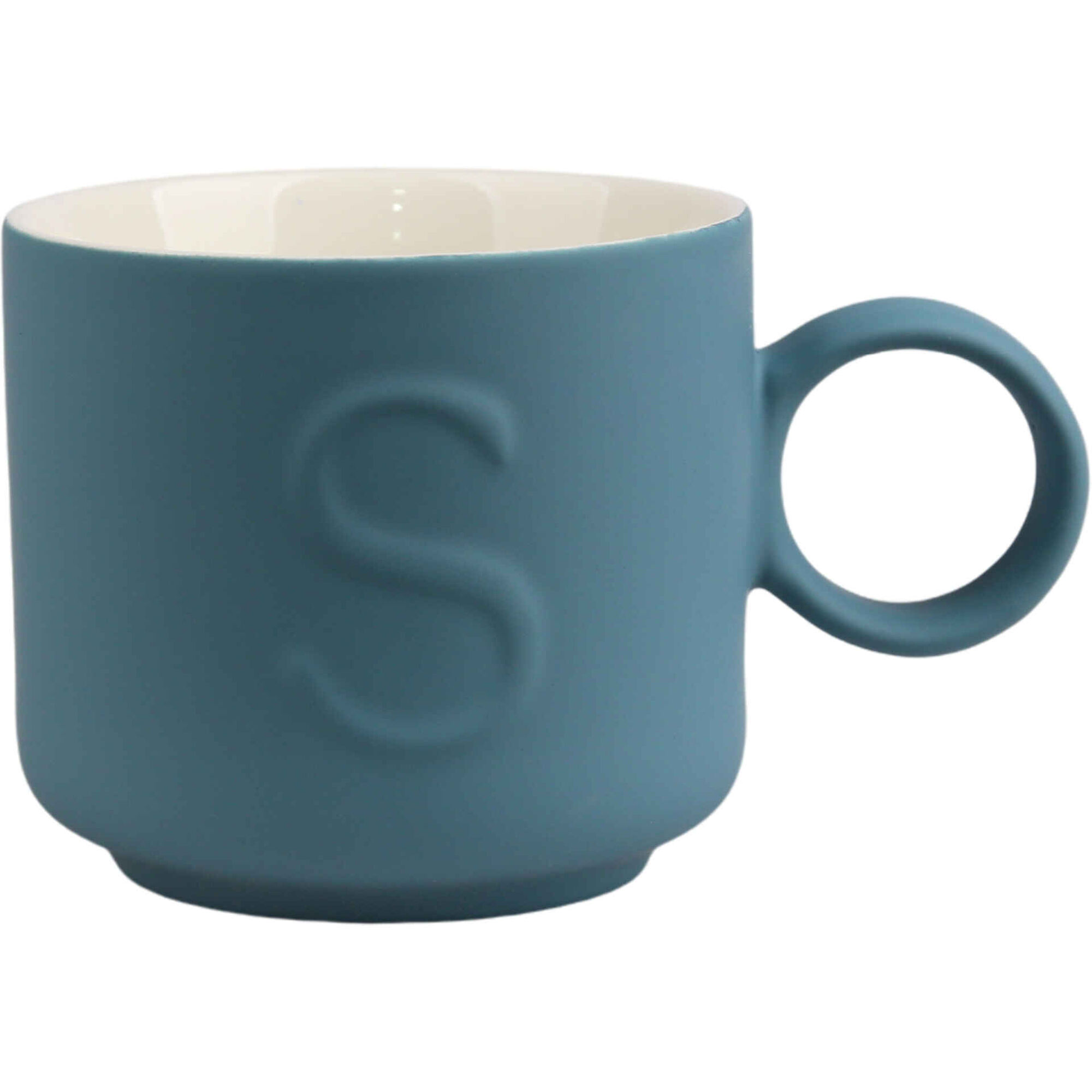 Caneca 360ml Letra S Azul Escura Kasa
