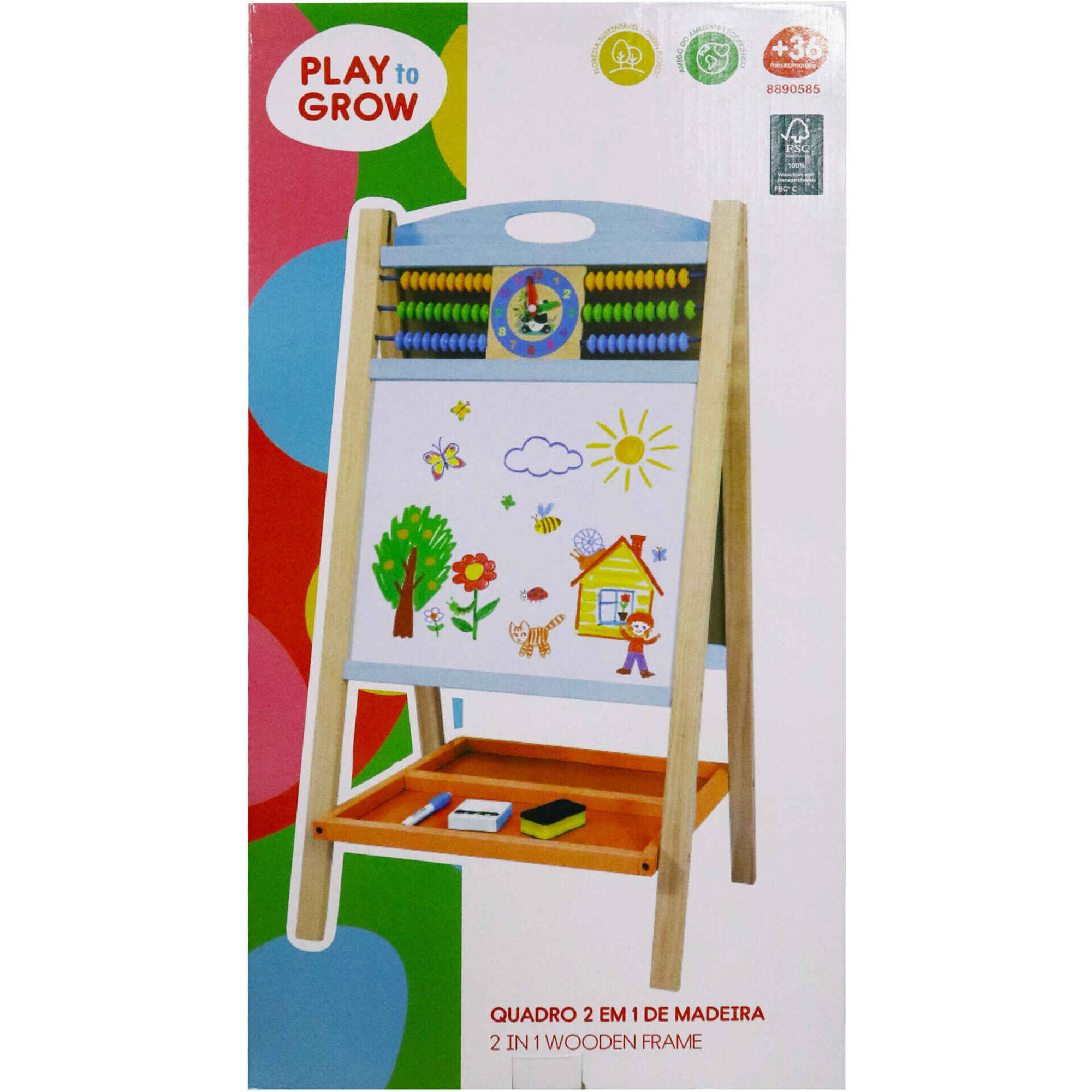 Zoko Play to Grow - Quadro 2 em 1 de Madeira