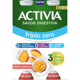 Bifidus L&iacute;quido Triplo 0% P&ecirc;ssego e Maracuj&aacute; sem Lactose Activia Danone