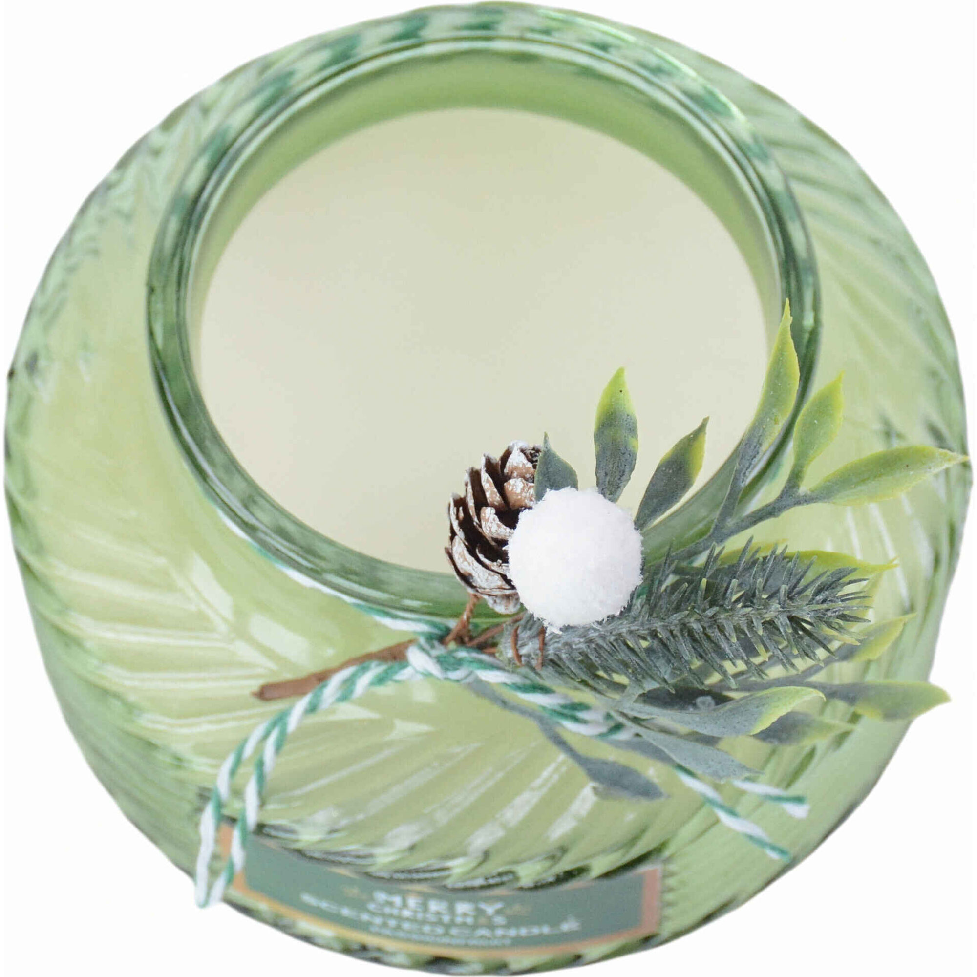 Vela em Copo Grande 370g Verde com Azevinho