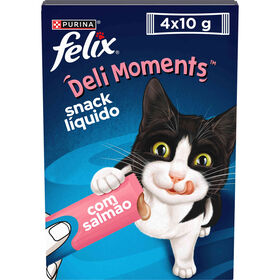 Snack L&iacute;quido para Gato Deli Moments Salm&atilde;o Saquetas