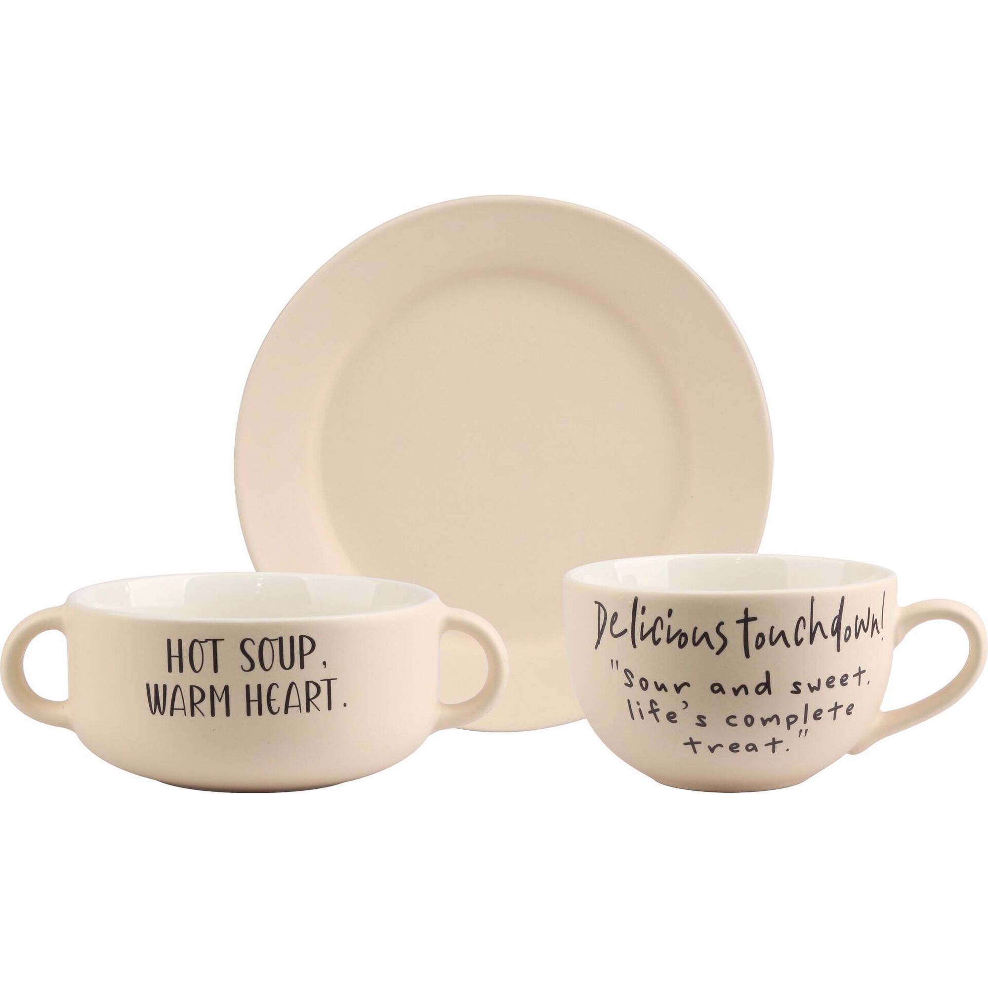 Conjunto 3 Peças Pequeno-Almoço Bege