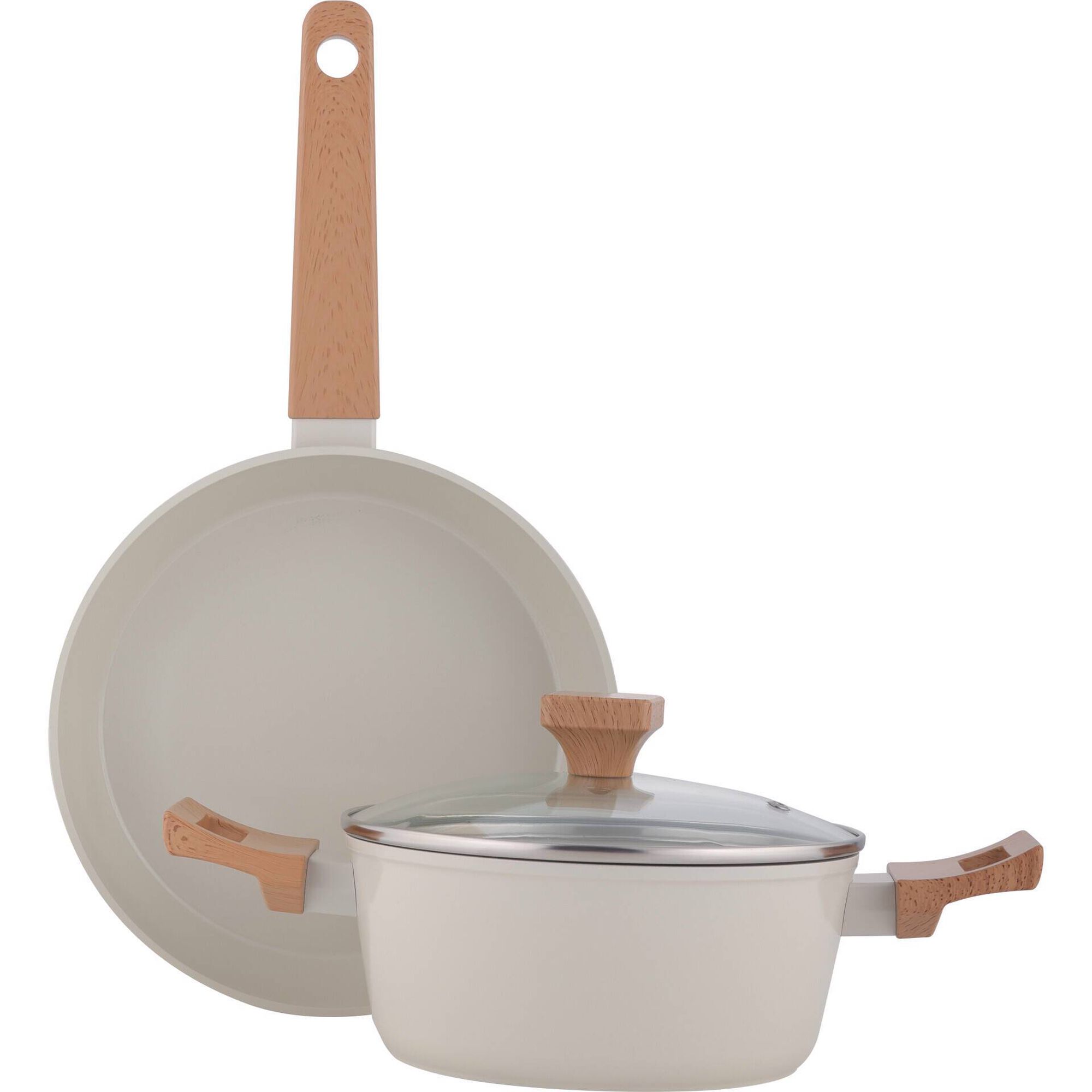 Conjunto Ca&ccedil;arola 20cm e Frigideira 24cm Bege Kasa