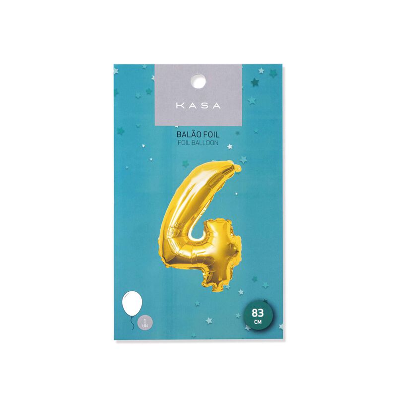 Balão Foil Nº4 83cm Dourado Kasa