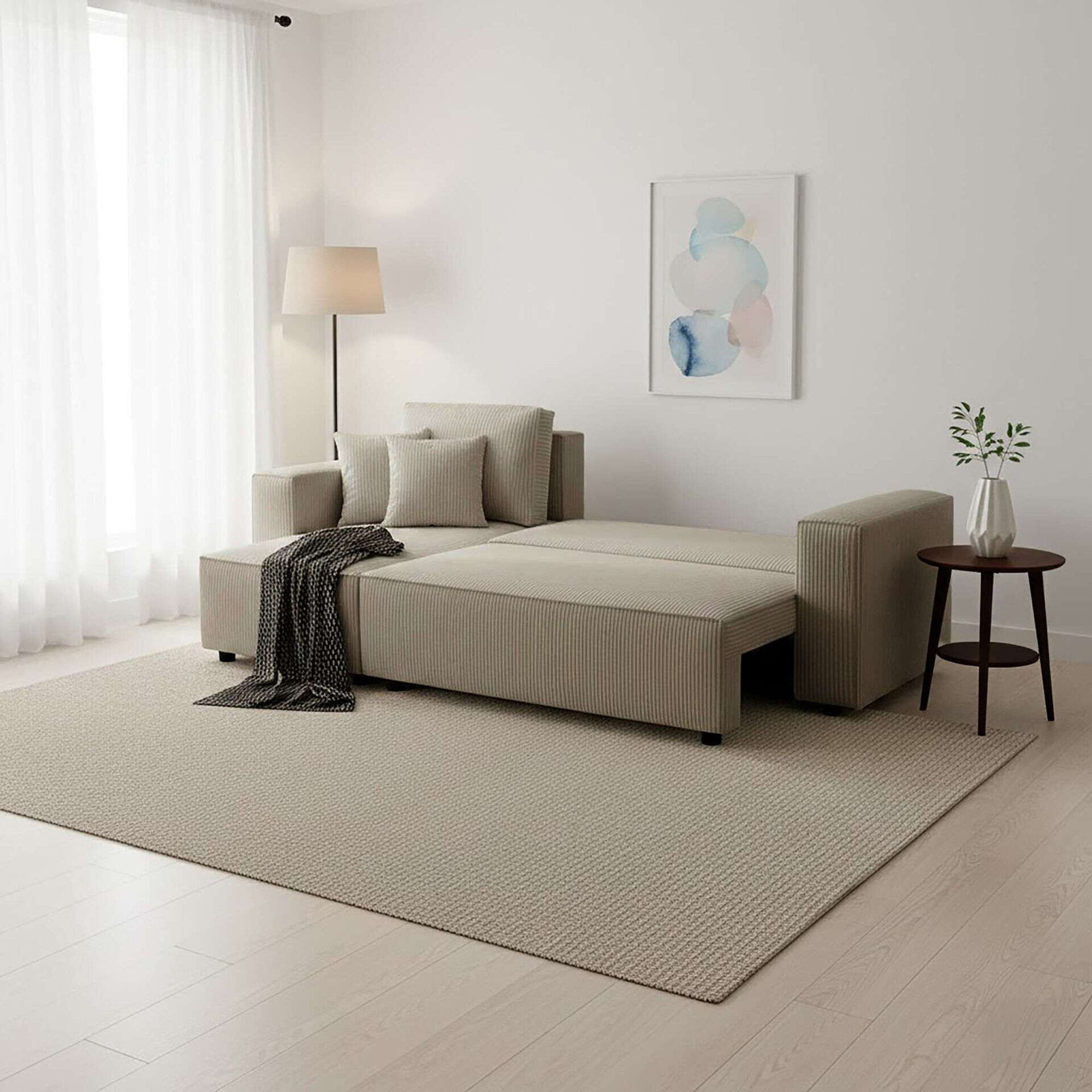Sof&aacute; Cama 3 Lugares Chaise Longue Scott Kasa
