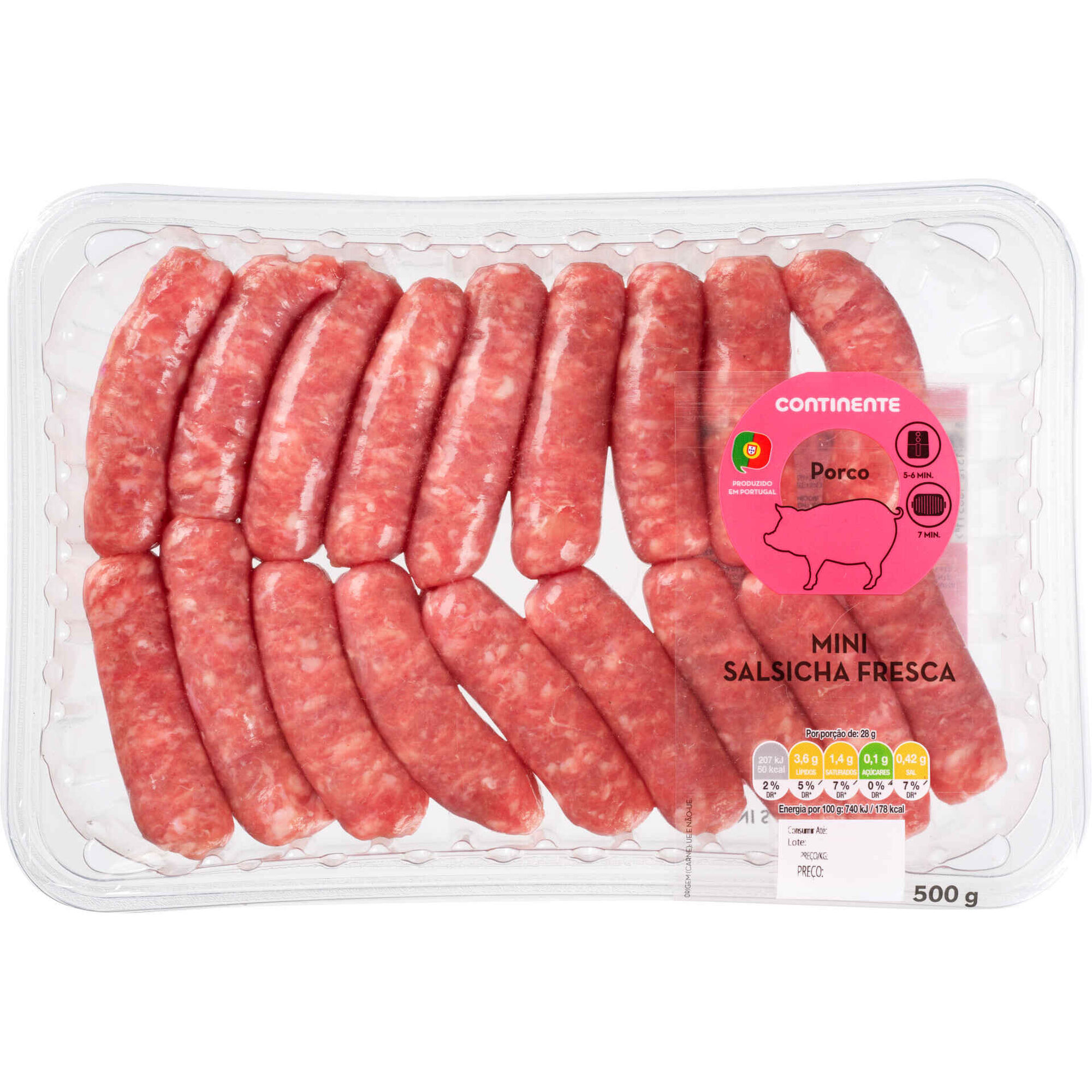 Mini Salsichas Frescas de Porco Continente