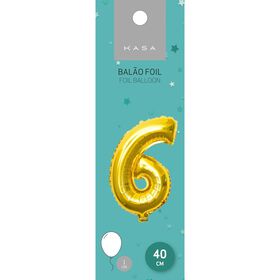 Balão Foil 40cm Nº 6 Dourado
