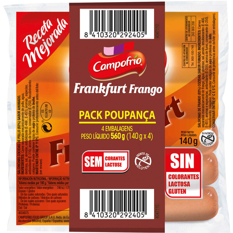 Salsichas de Frango Frankfurt Pack Poupança Campofrio