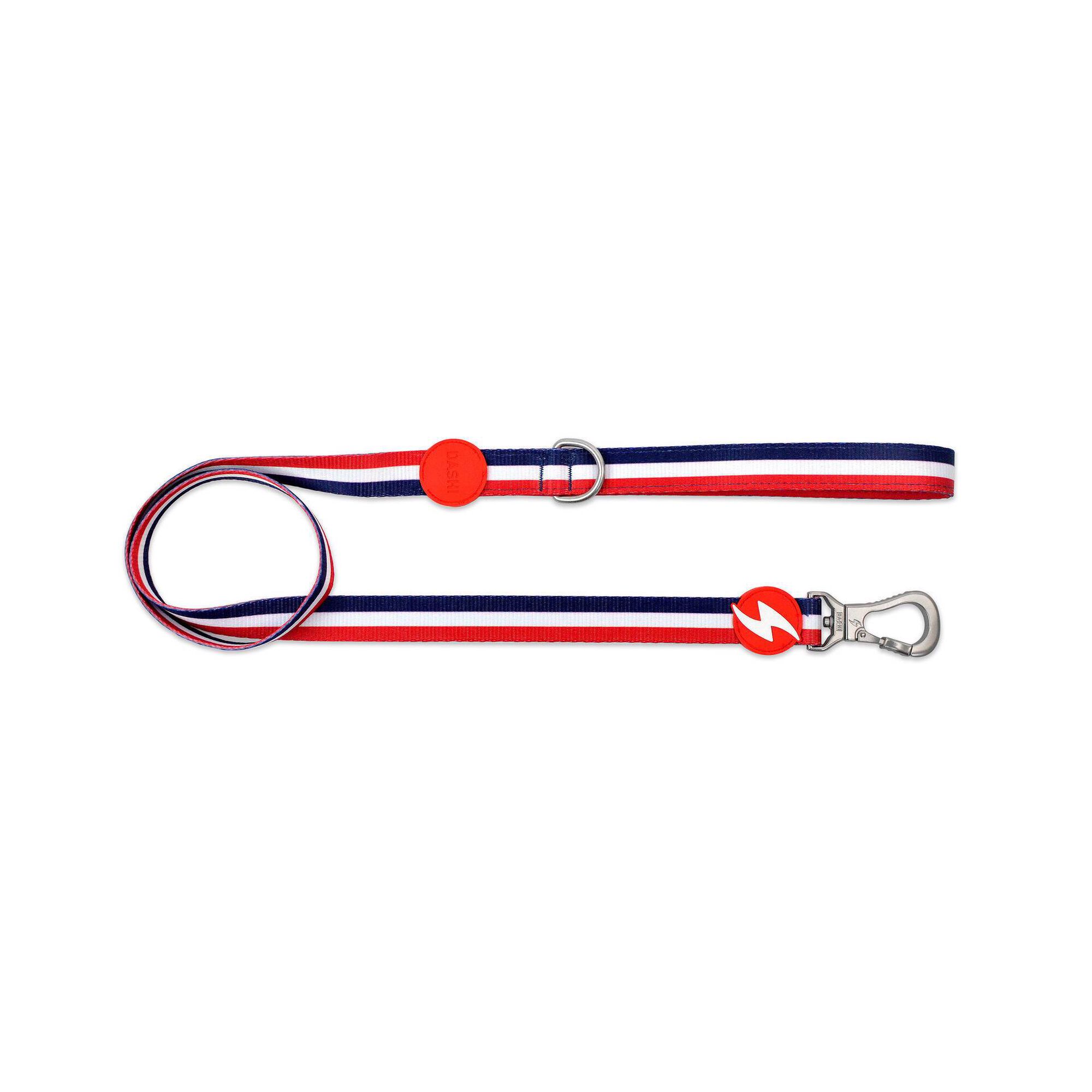 Trela para C&atilde;o Stripes3 Vermelho e Azul M Dashi