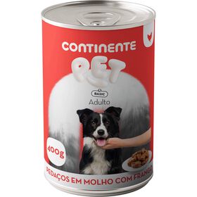 Comida H&uacute;mida para C&atilde;o Adulto Peda&ccedil;os em Molho com Frango Continente Pet Basic