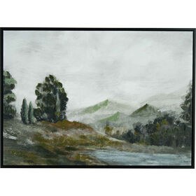 Quadro a &Oacute;leo 52x72cm &Aacute;rvore com Lago Kasa